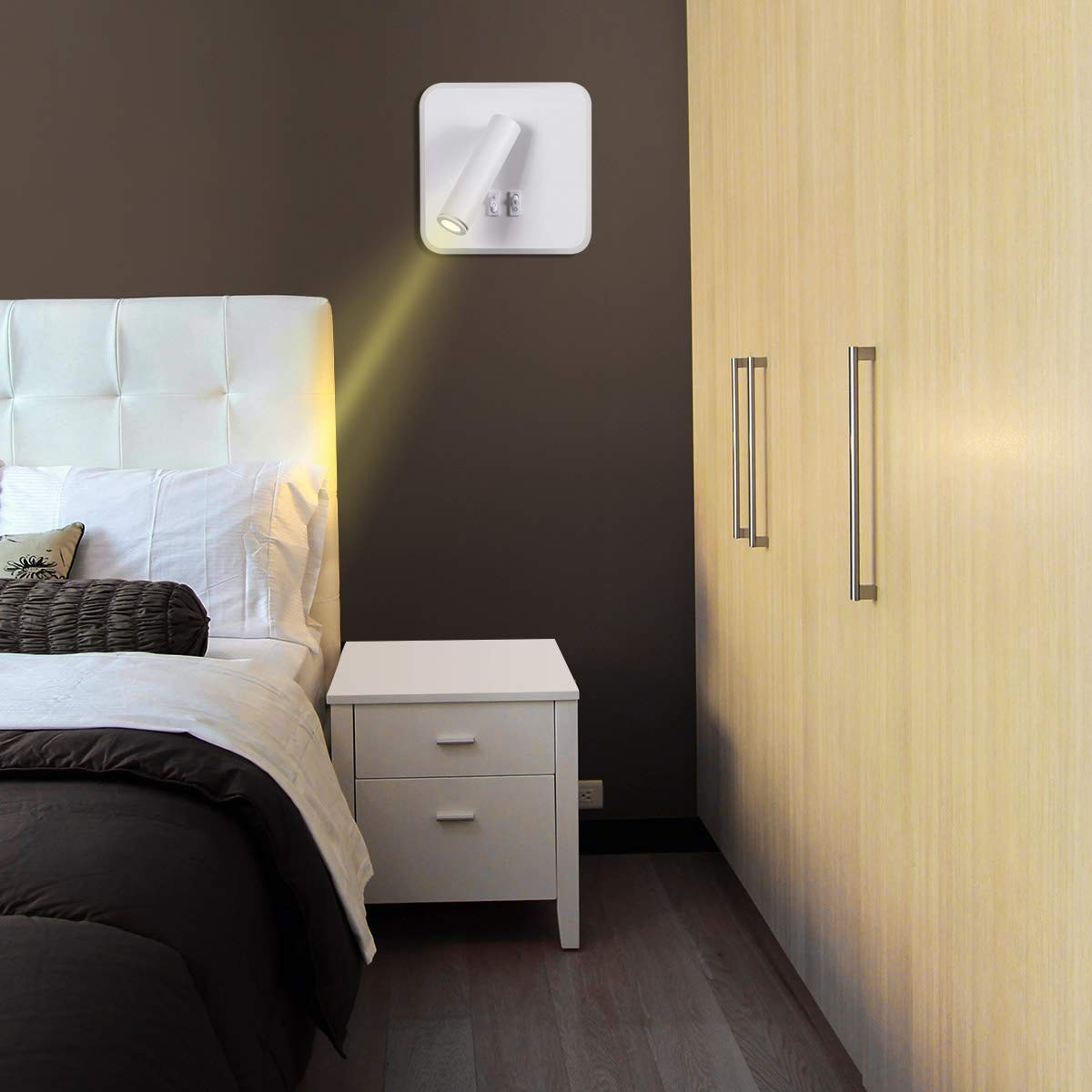 Modern Wall Light Fixture 8W Adjustable Bedside Sconce Lamp Warm White 3000K