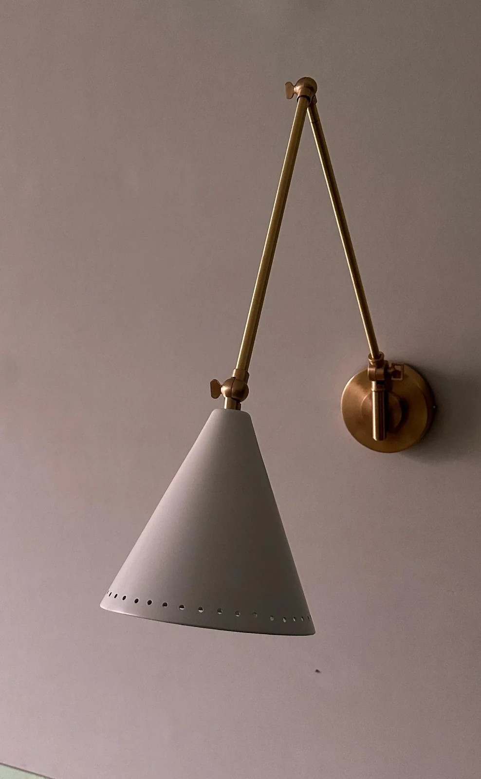 Handmade Raw Brass Wall Sconce: Mid-Century Adjustable Swing Arm Wall Lamp