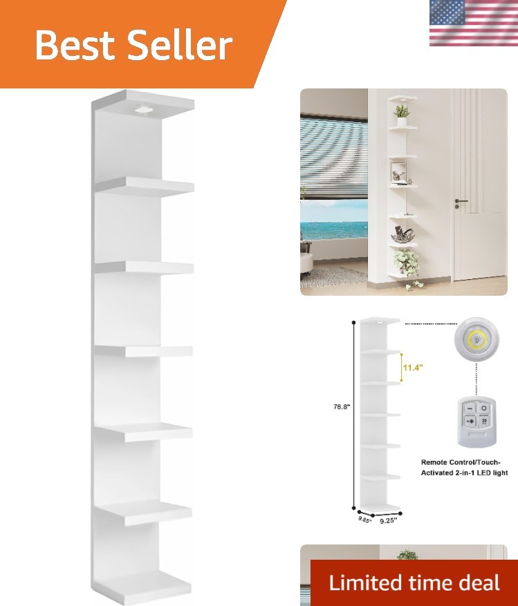 Versatile 7 Tier Wall Unit with LED Light – Ideal for Home Decor and Storage