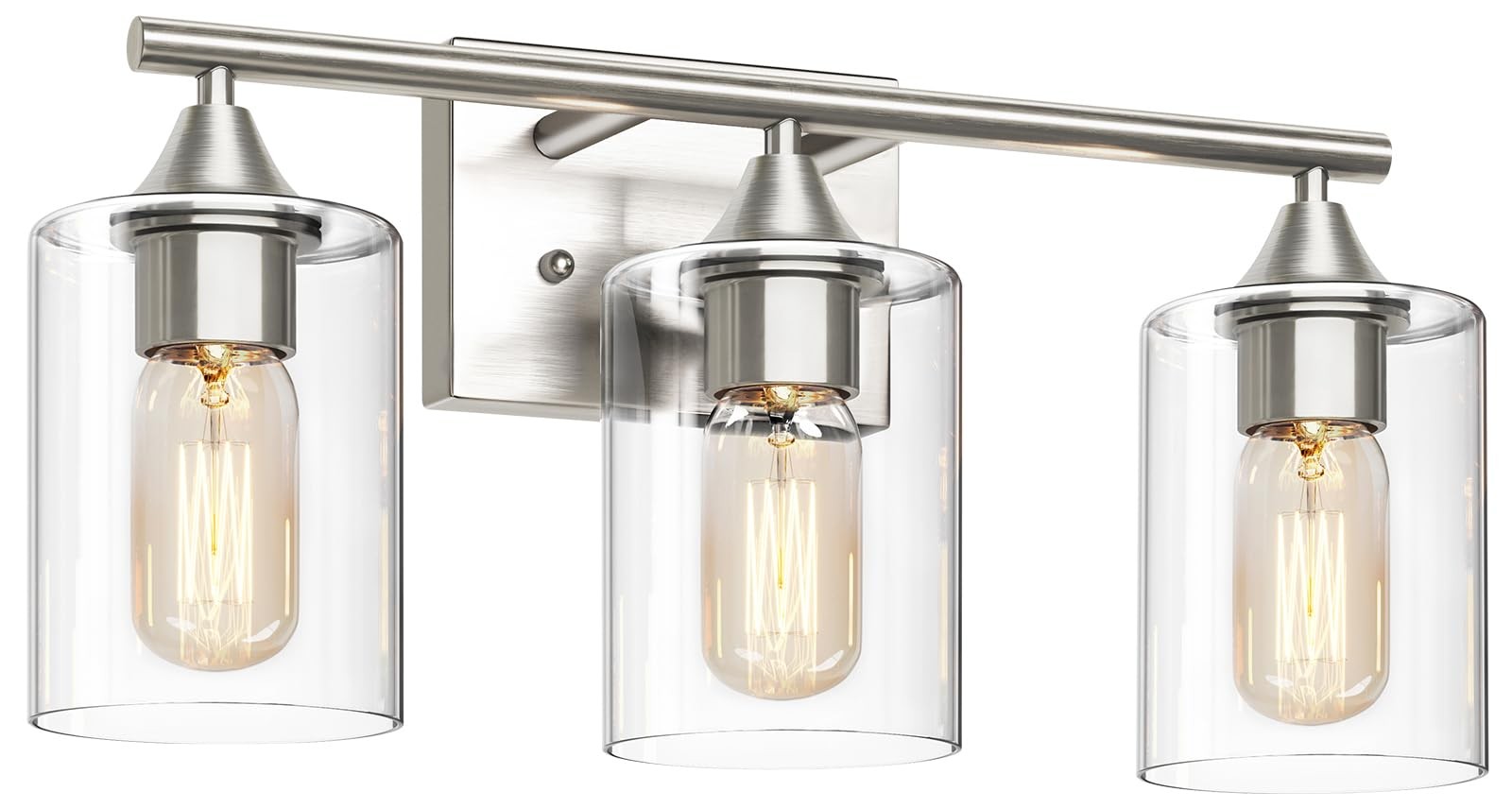 3-Light Bathroom Light Fixtures,Brushed Nickel Vanity Light,Modern Bathroom L…