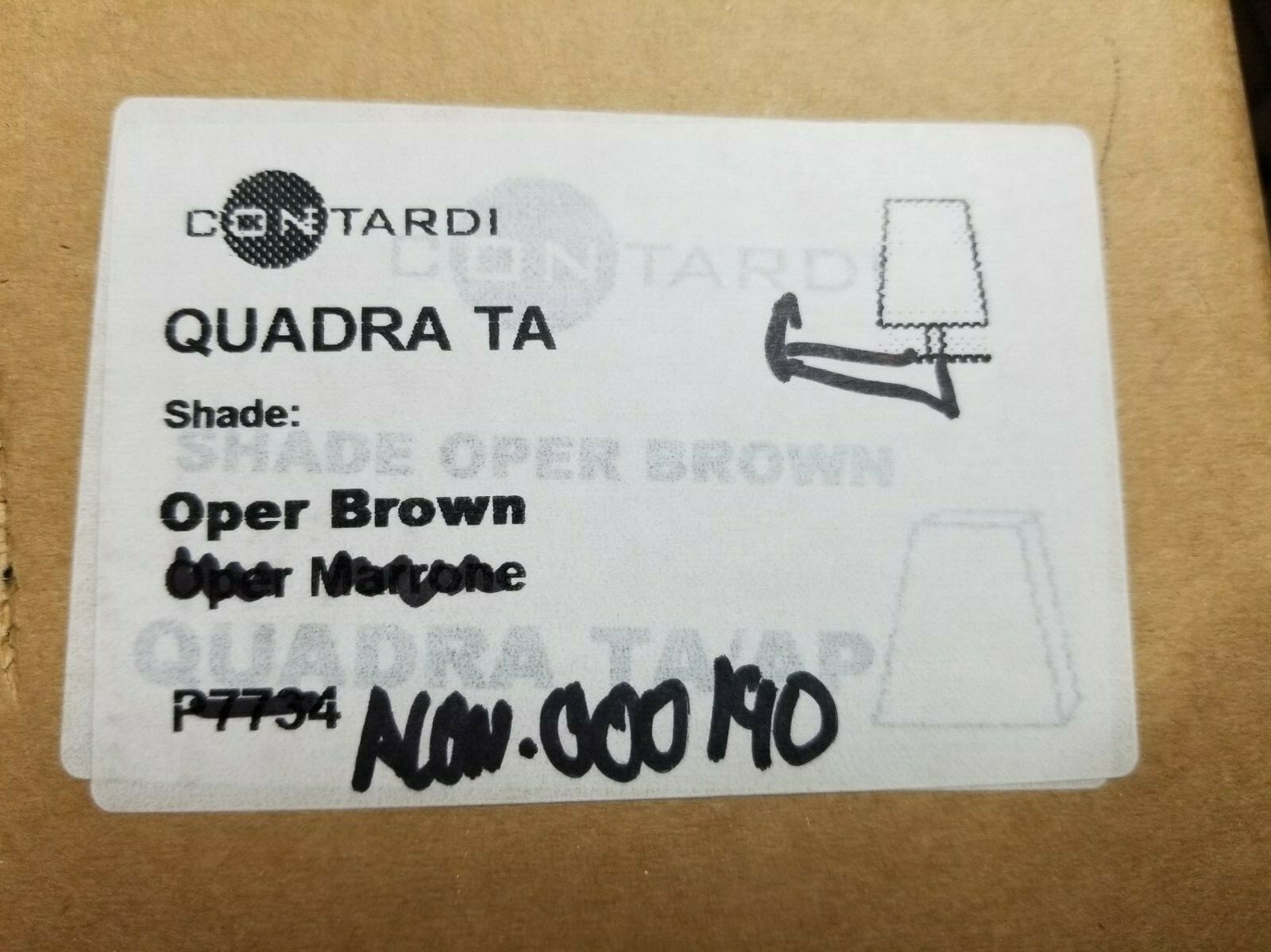 Contardi Quadra AP Wall Lamp Sconce, Satin Bronze Finish / Opera Brown Shade NEW