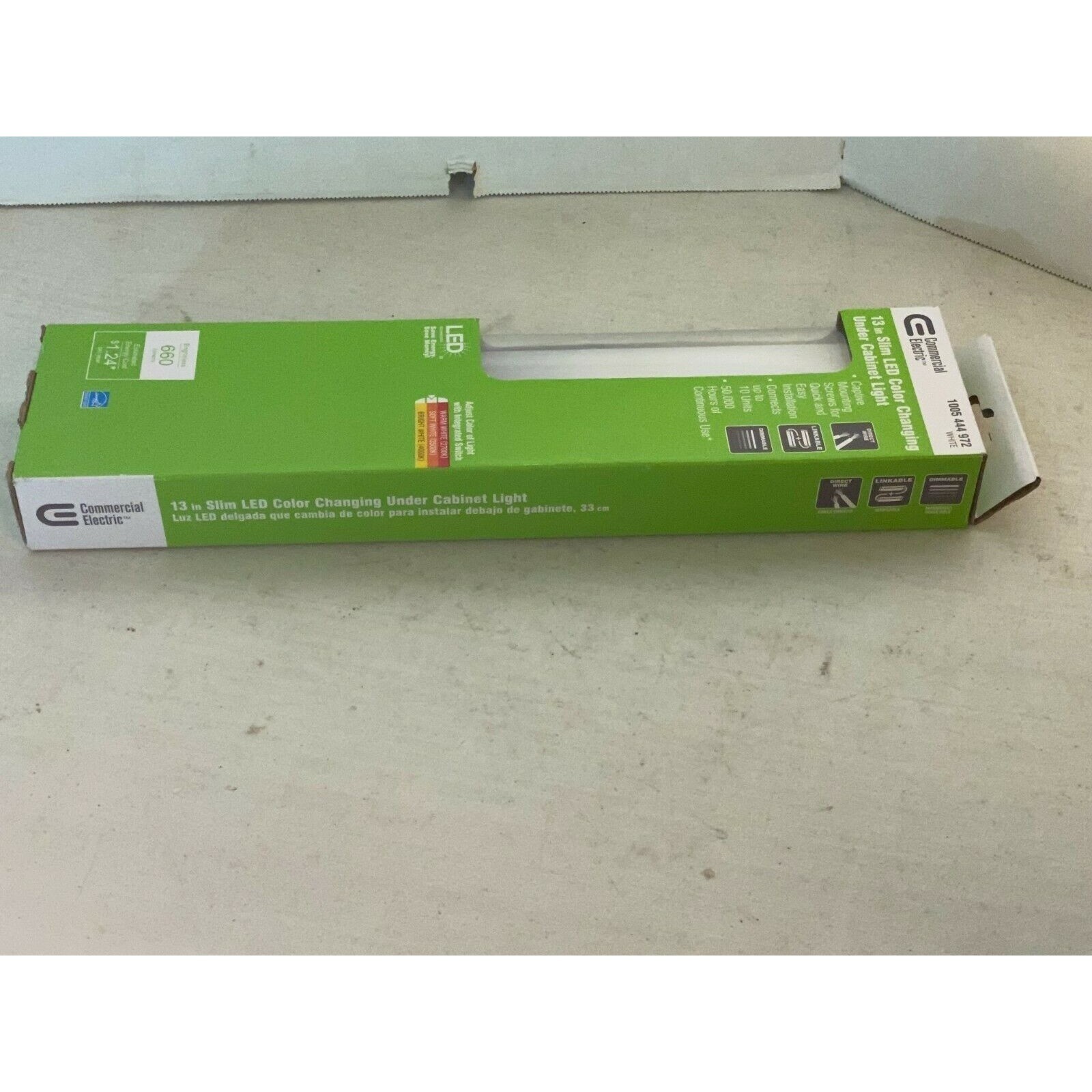 Commercial Electric 13 in. Slim LED Color Under Cabinet Light New 100544972