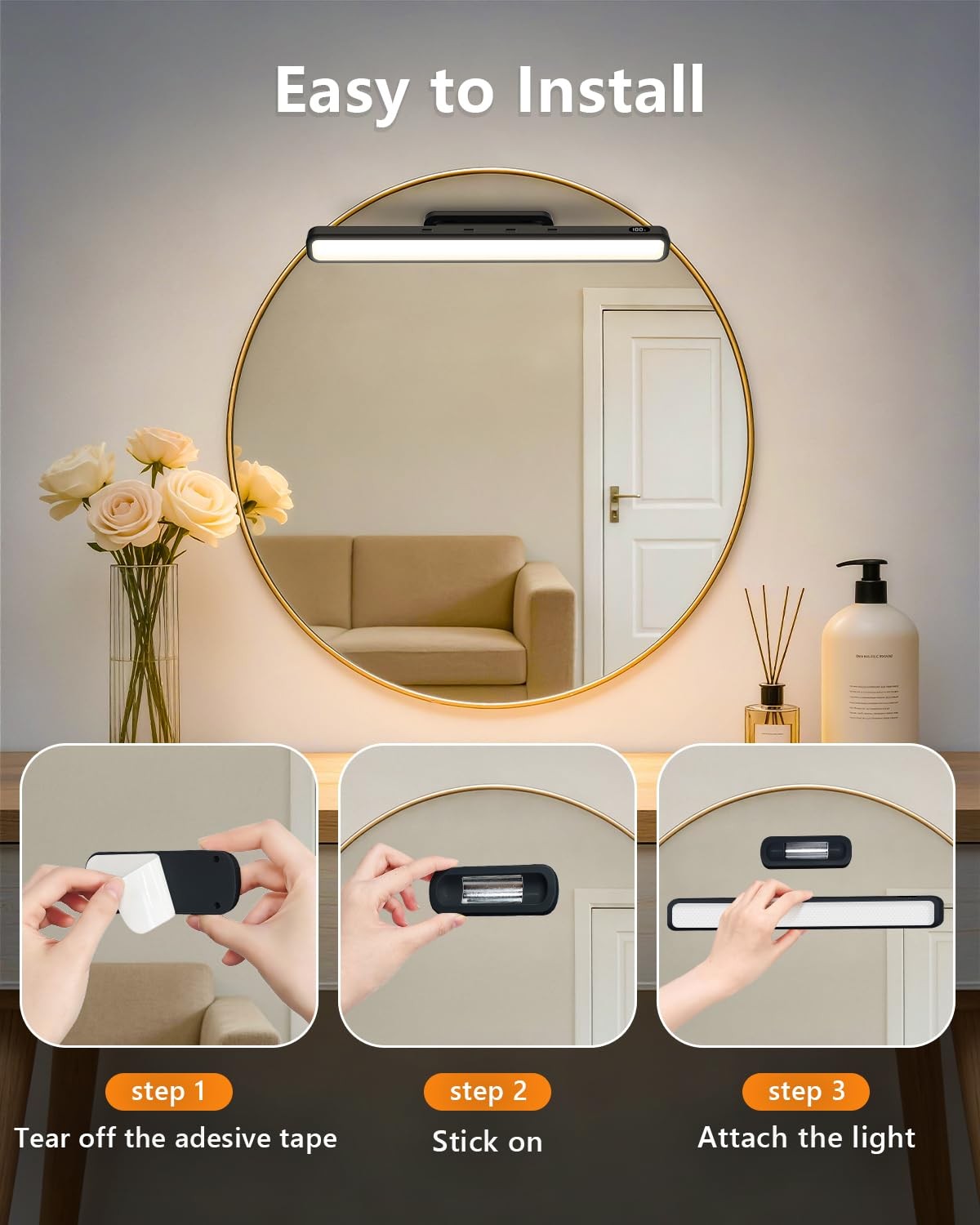 5W Vanity Lights for Mirror with Remote Control,Magnetic Stick on Mirror Ligh…