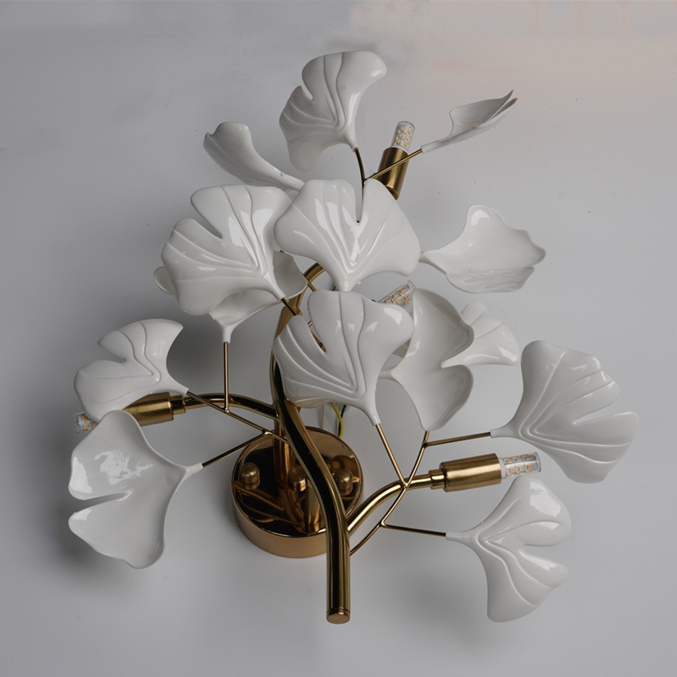 Nordic Ginkgo Leaf Wall Lamp Minimalist 3-Color Light for Bedroom, Living Room