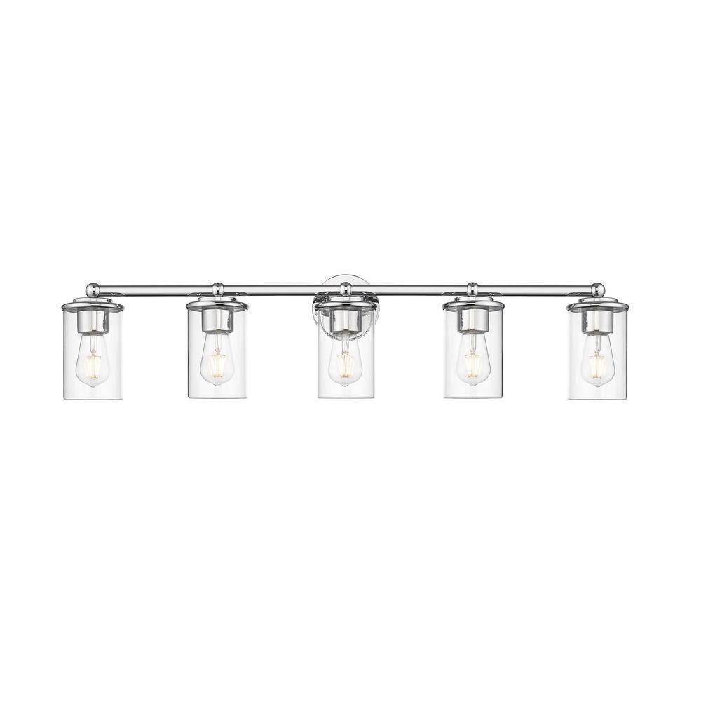 Unbranded Thayer 39 in. 5-Light Chrome Vanity Light w/ Clear Glass Shade
