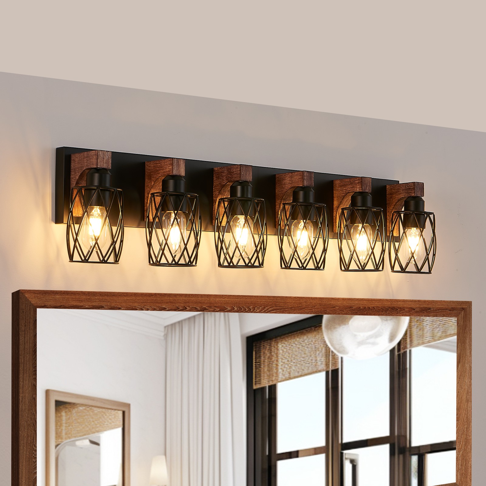 38″ LED Vanity Light 6 Lights Farmhouse Wall Lamp Bathroom Mirror Sconce Fixture
