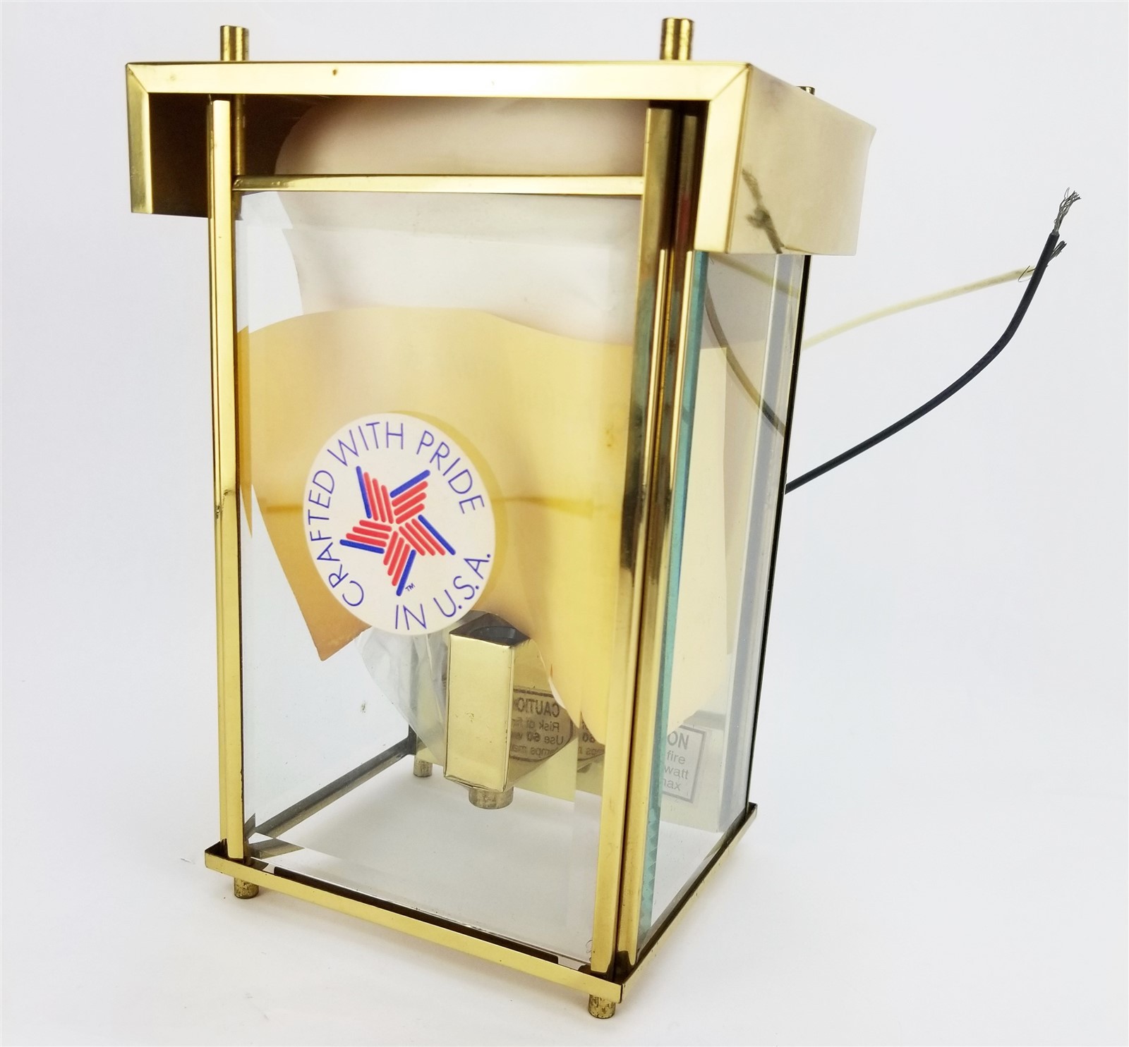 American Lantern Wall Sconce Gold Finish Vintage 1970’s Rectangular 9″