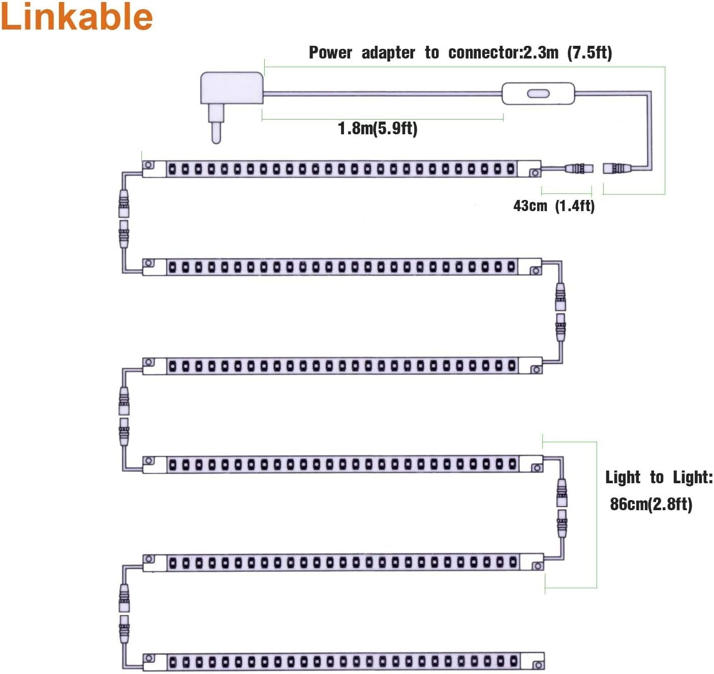 LED Display Lights, 6-Pack Linkable under Cabinet Lighting 6000K | Daylight Whit