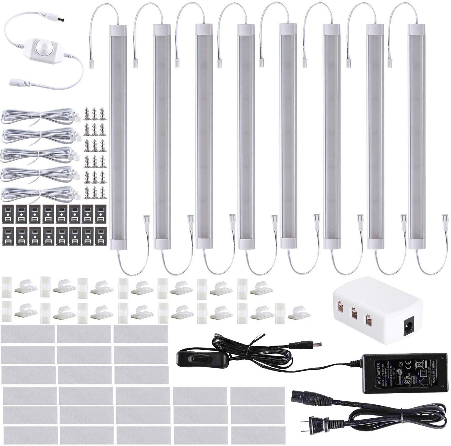8pcs LED Under Cabinet Lights, Dimmable Kitchen Cabinet Strip Lighting Fixtur…