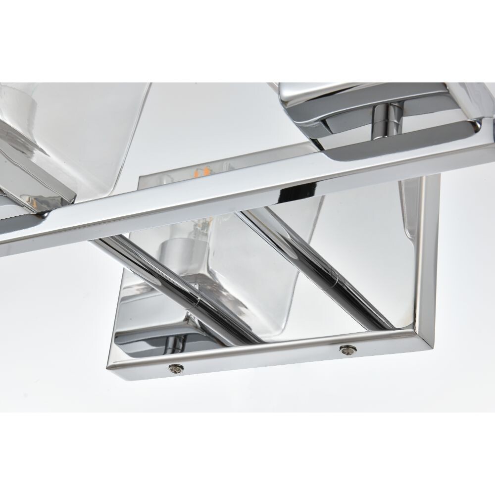 Wall Sconce Light Fixture Chrome Bathroom Bedroom Dining Room Glass Shades 32″