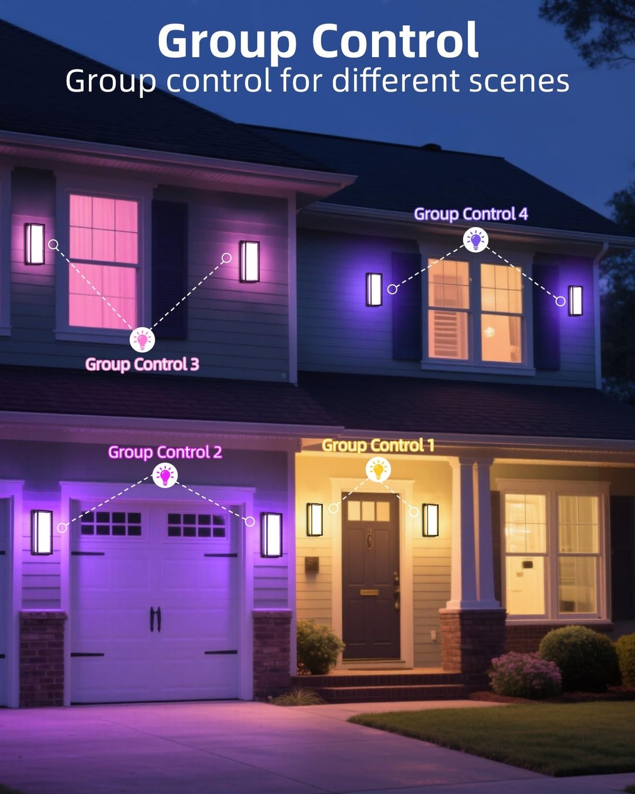RAYVO Outdoor Wall Light, 1500LM RGBCW Smart Porch Lights Color Changing Exte…