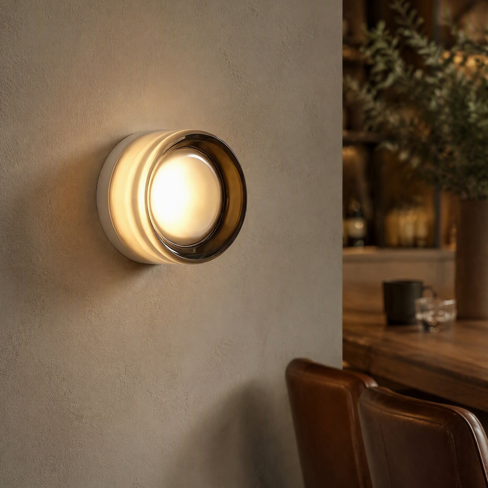 5″ LED Wall Lamp Smoky Gray Thick Glass Ceiling Light Bedroom Sconce Fixture 8W