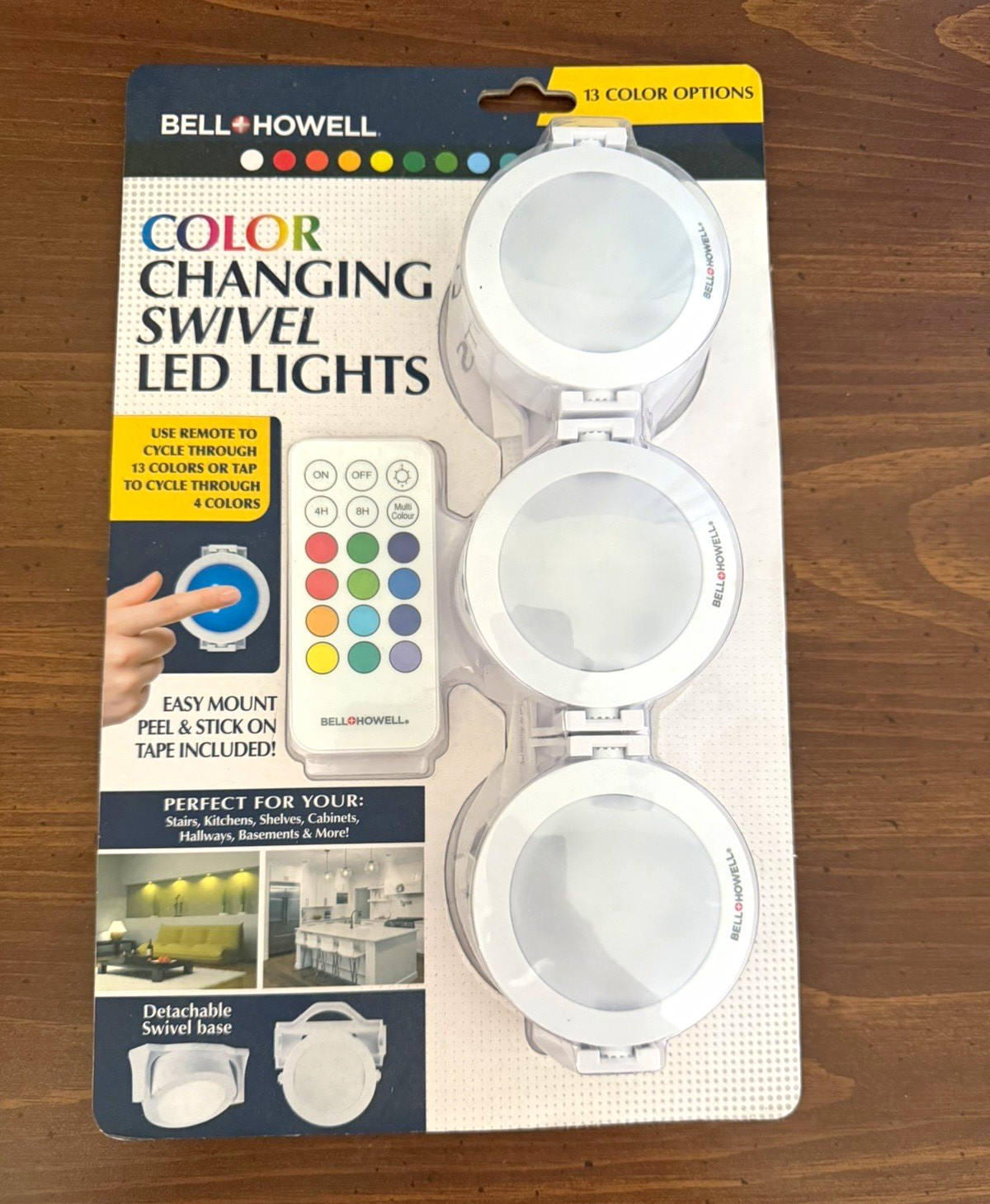 Bell+Howell 3-Pack LED Wall Lights White Battery Remote Color Changing Timer