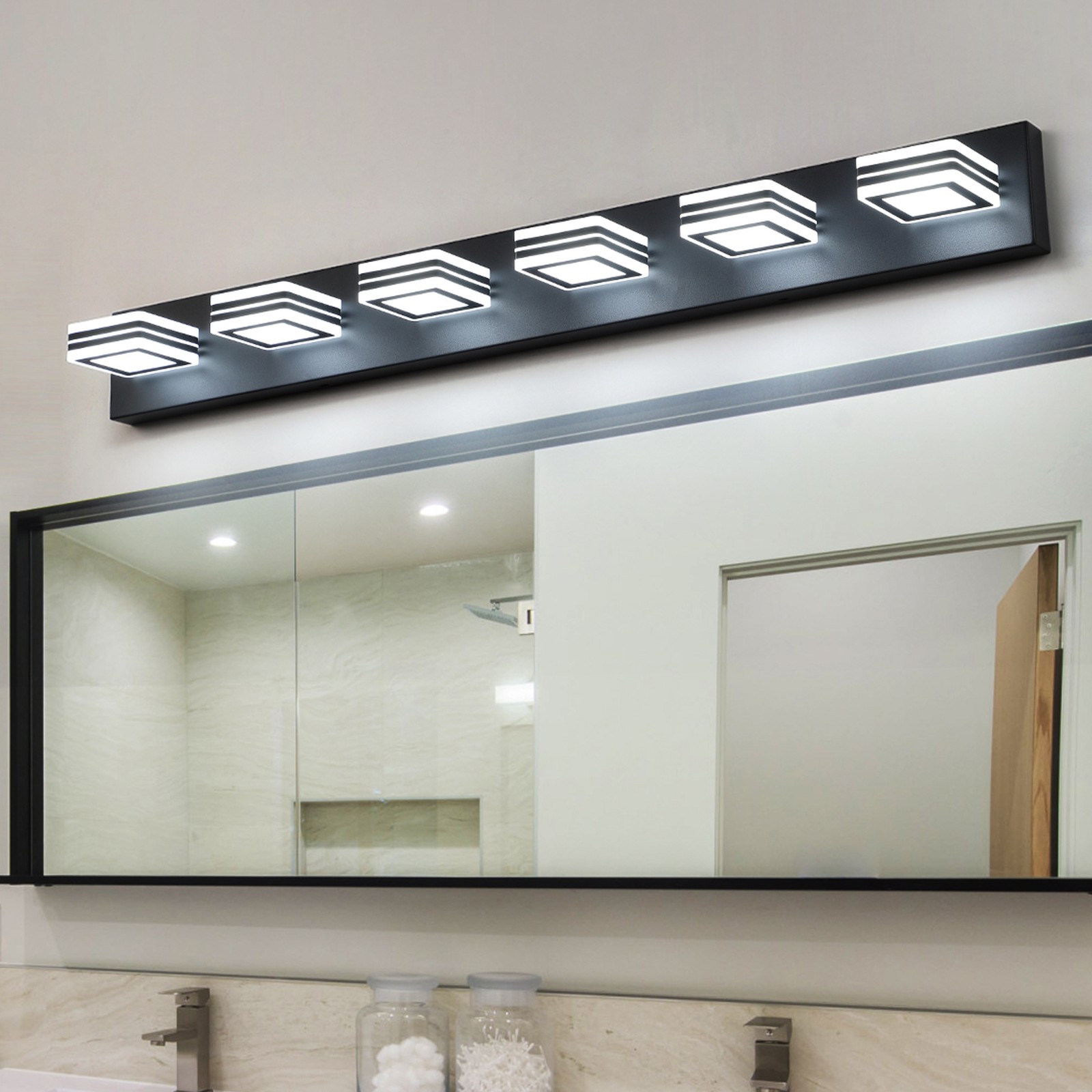 39″ 6 Lights Bathroom Mirror LED Vanity Light Black Wall Lamp Fixture Dimmable