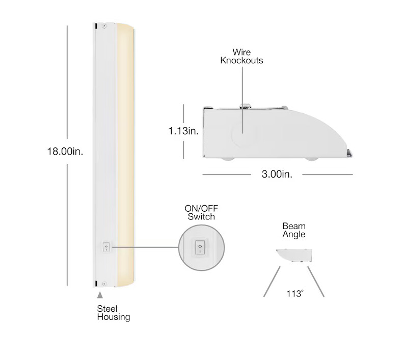 Utilitech 18-in Hardwired LED Under Cabinet Light Bar Light