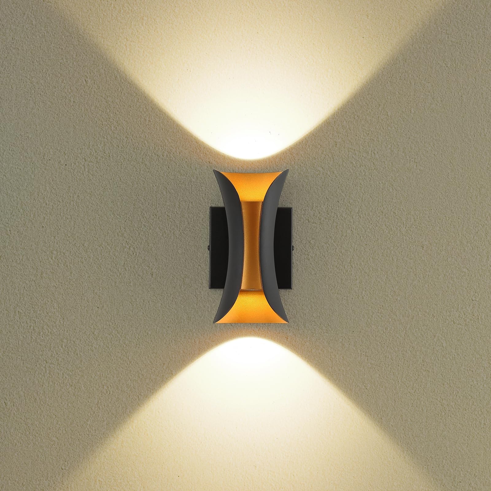 ziidoo Wall Sconce Modern Indoor Outdoor Lights,7.9 inch IP65 Black & Gold LED