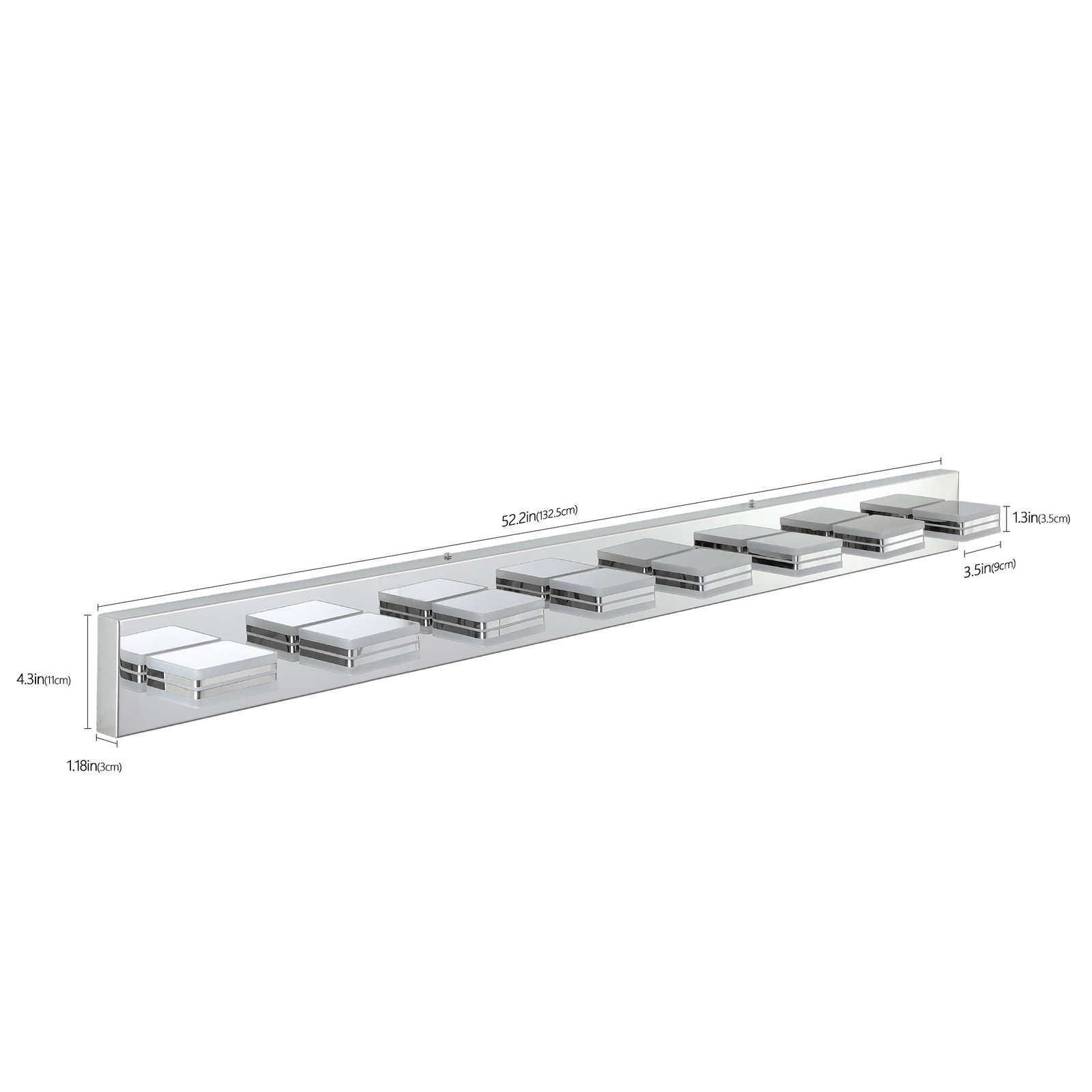 52» Vanity Light 8 Lights Dimmable LED Chrome Bathroom Over Mirror Wall Fixture