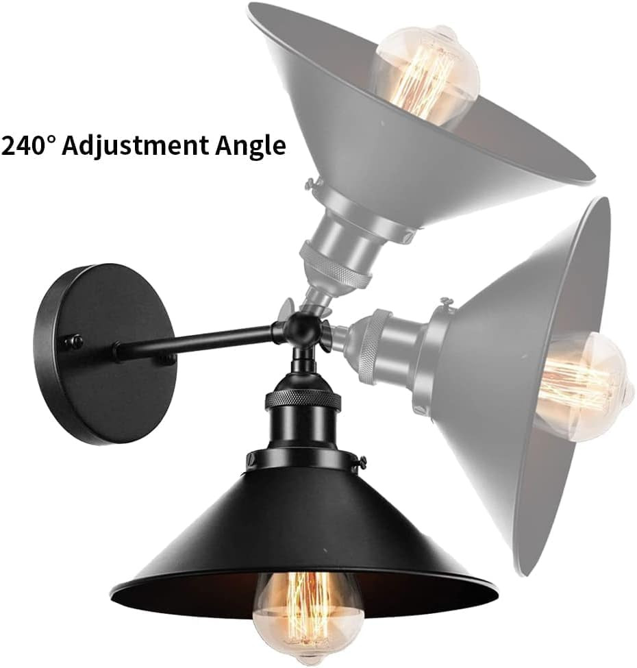 Rustic Industrial Wall Sconces – Set of 2 Adjustable Antique Light Fixtures