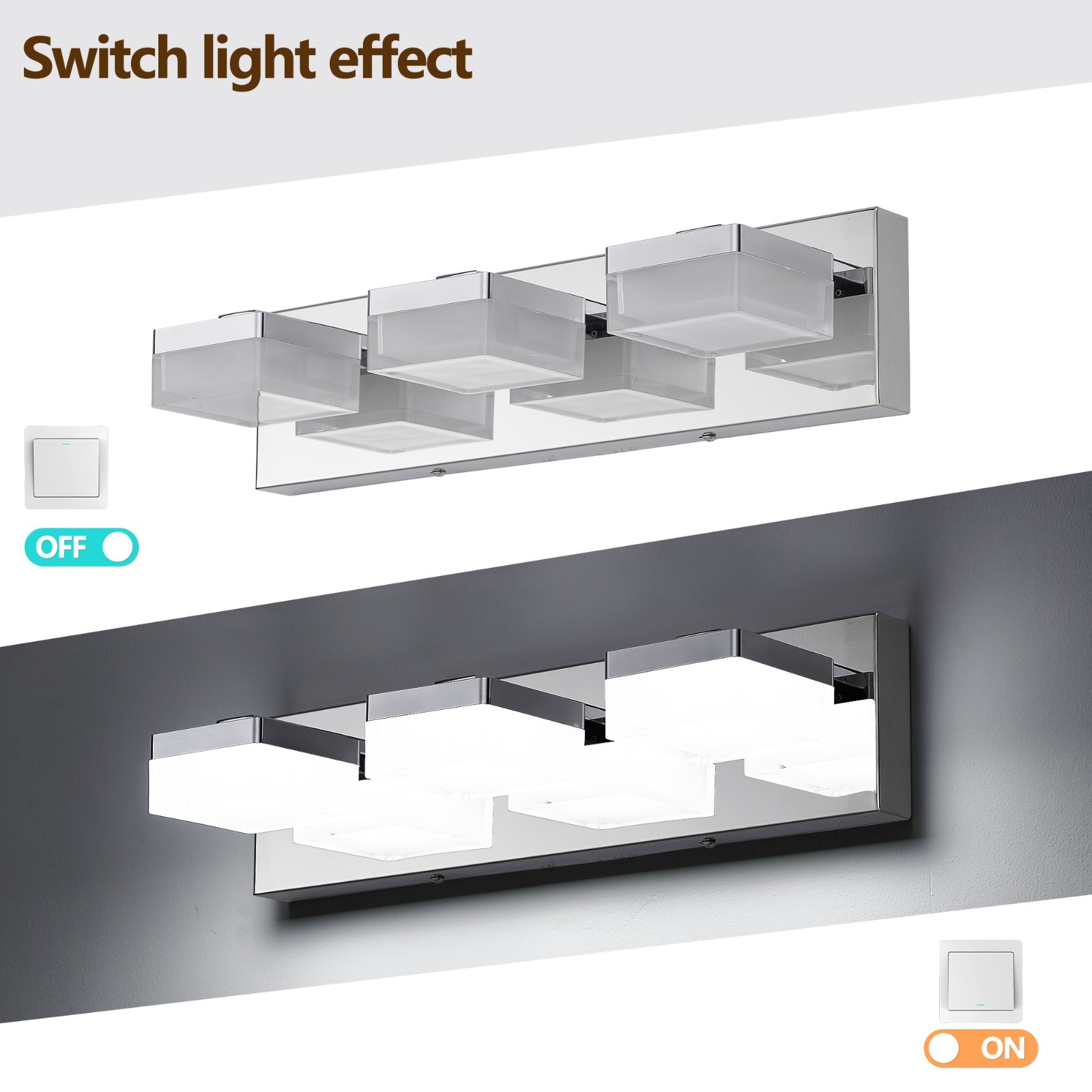 Modern 3-Light Chrome LED Vanity Light – Energy-Efficient Wall Sconce for Bath