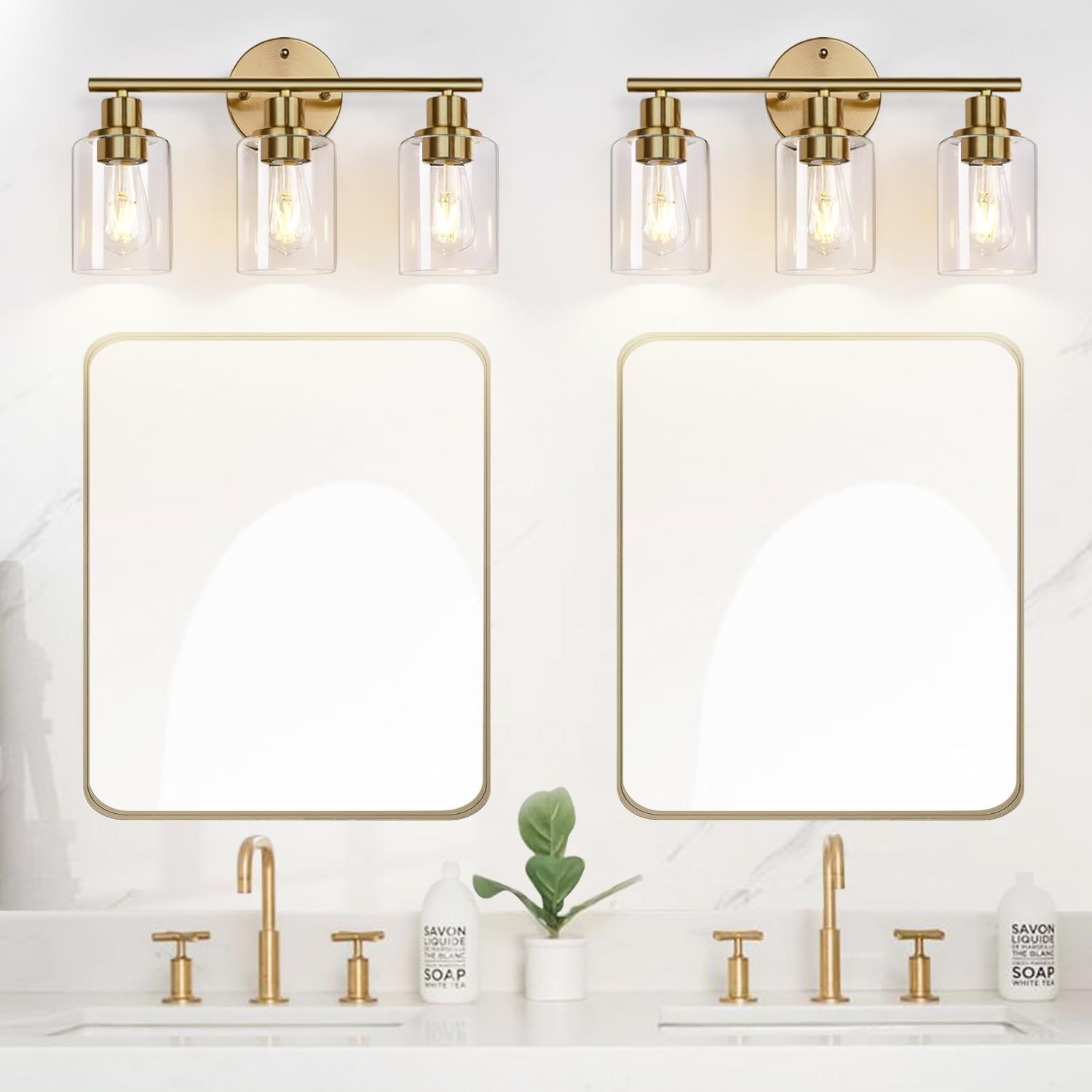 Versatile 3-Light Brushed Gold Vanity Light – Touch Control & Waterproof