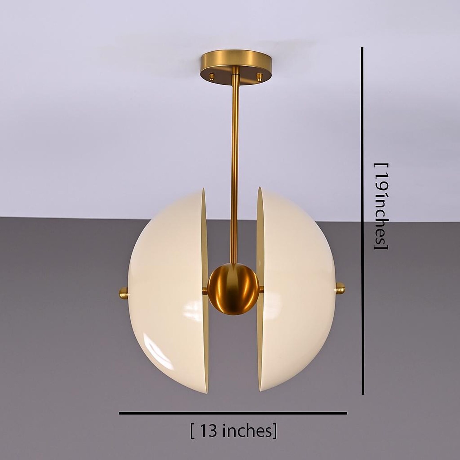 Mid-Century Sputnik Chandelier: Raw Brass Disk Pendant Hanging Light