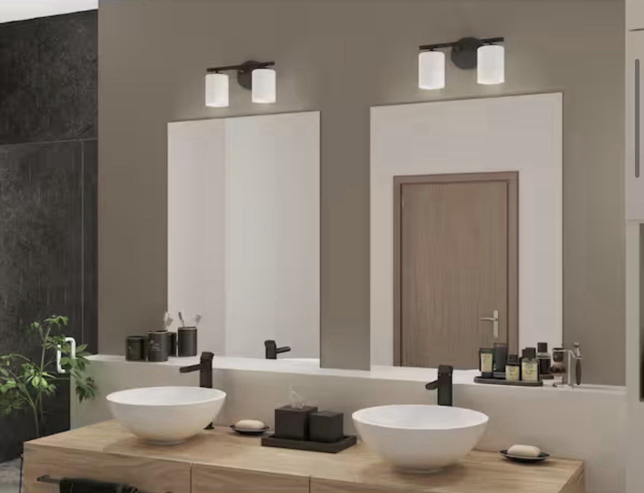 Progress Lighting P2158-20 2-Light Wall Mount Bathroom Vanity Light Black/White
