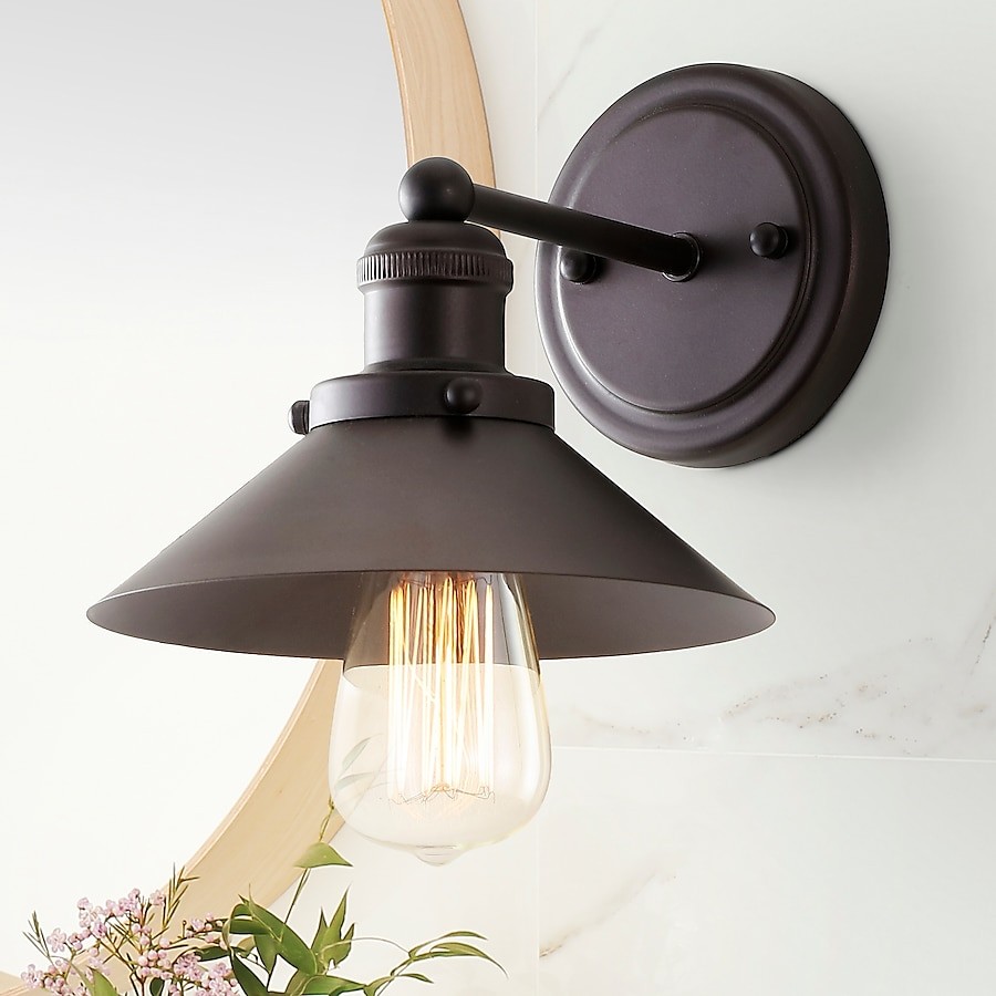 JONATHAN Y July 7.75 in. 1-Light Metal Shade Oil Rubbed Bronze Vanity Light