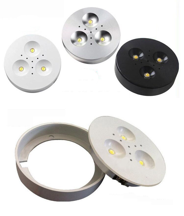 3W Kitchen LED Under Cabinet Lighting Showcase Light Kit Puck Spot Lamp Bulbs