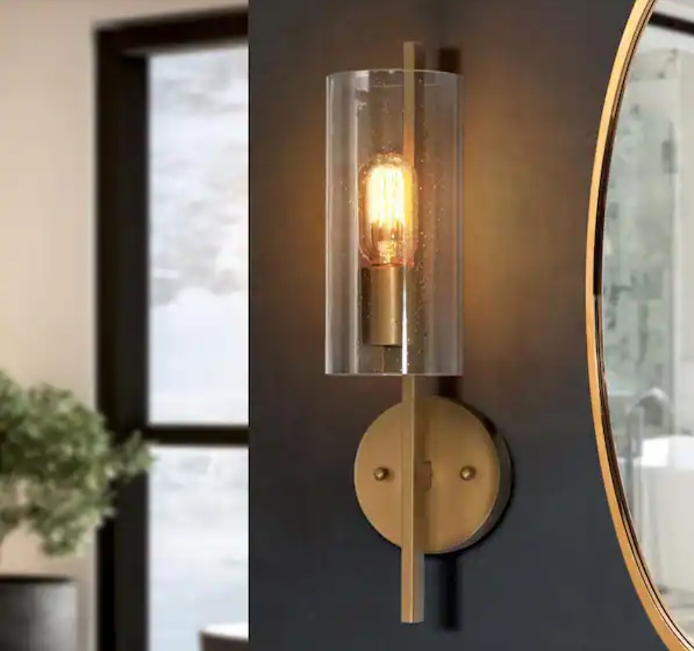 Uolfin 17 in. Modern Cylinder Powder Room Wall Sconce 1-Light Large Light