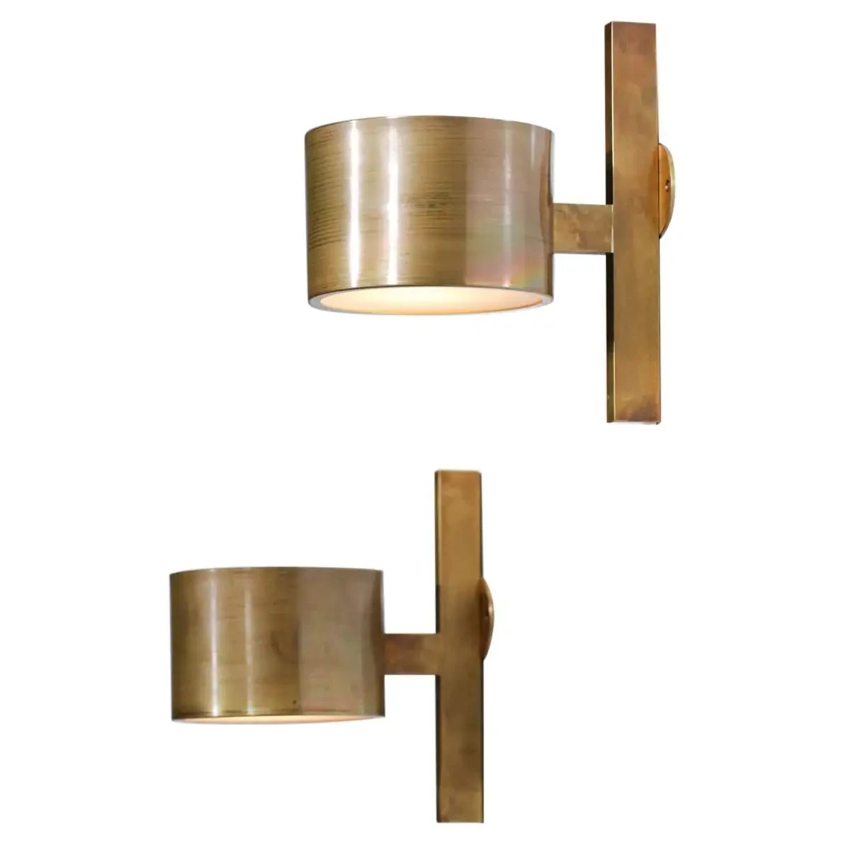 Pair of Modern Solid Brass Sconces in the Modern Italian Style Wall Lights ELD