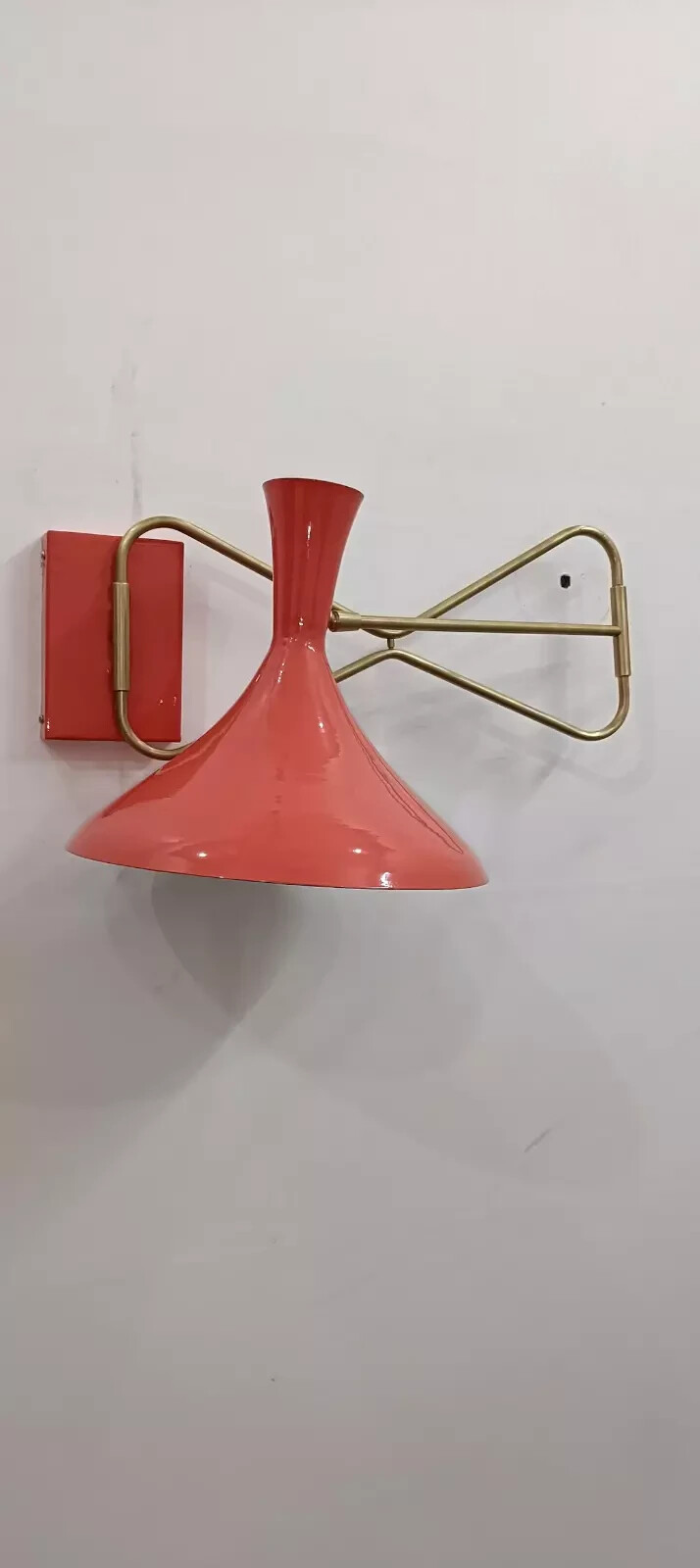 1950s Mid Century Brass Swing Italian Wall Sconce Light Fixture Stilnovo Style