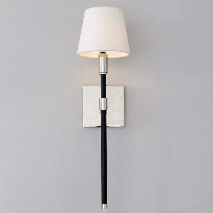 New Ralph Lauren Adjustable Wall Sconce Light in Black Leather & Silver 20–27″H