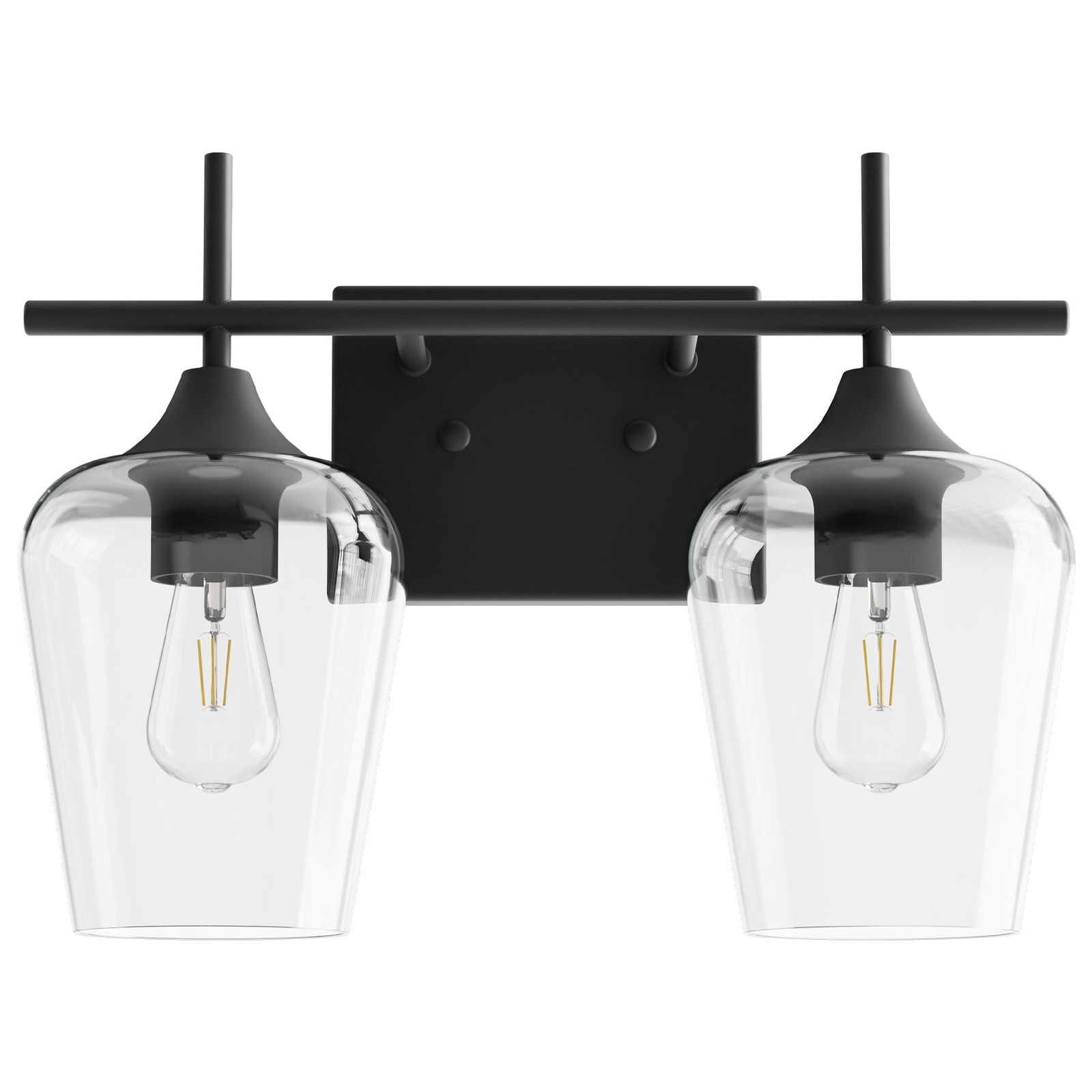 VONLUCE 2-Light Vanity Light in Matt Black Finish, Vintage Farmhouse Mirror Ligh