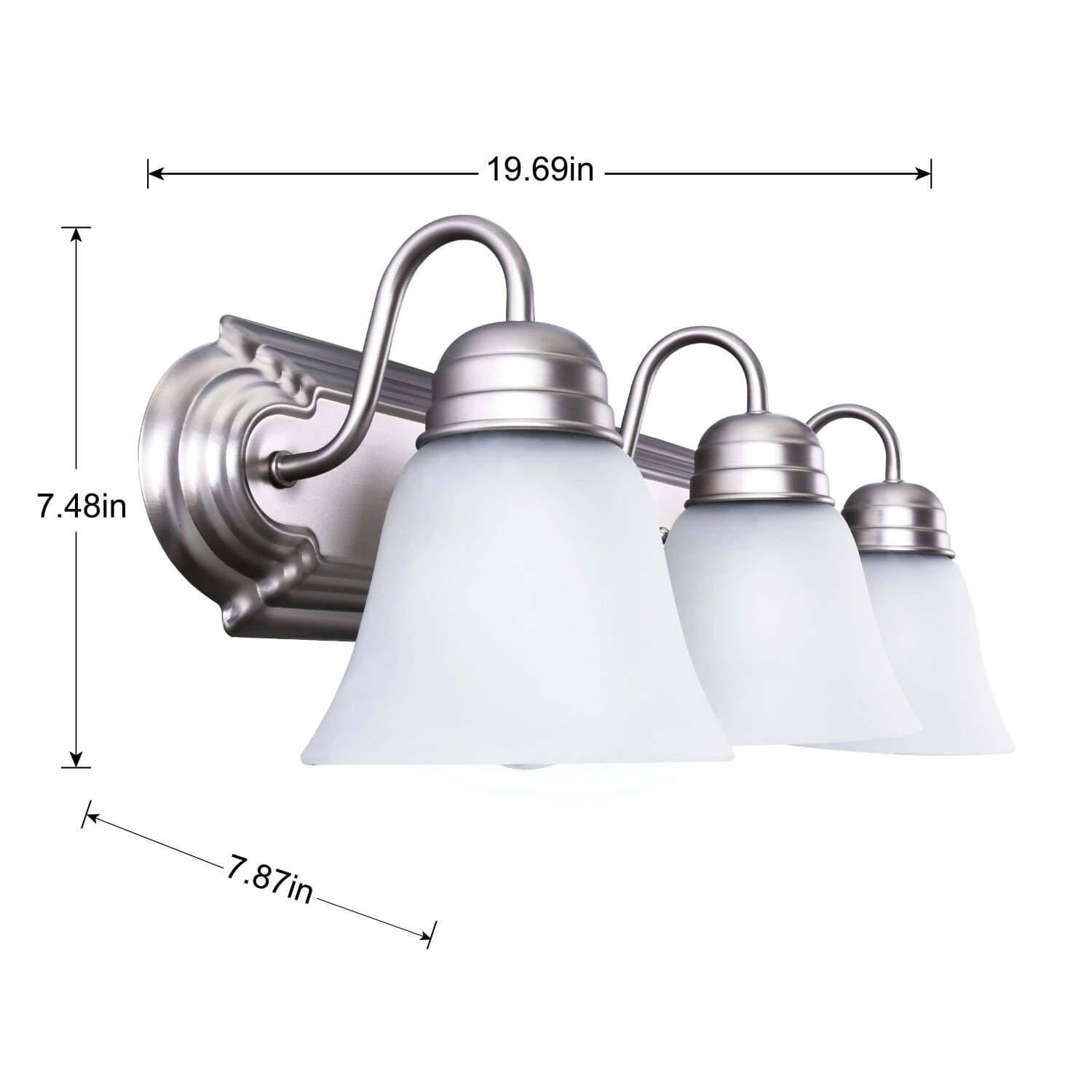 20″ Traditional 3-Head Vanity Lights Glass Shades A19 Bulbs Not Included New