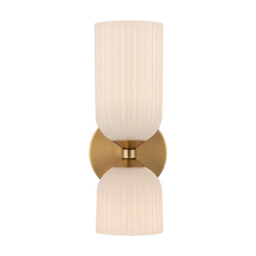 ALORA MOOD Nelly 12 in. 2-Light 40-Watt Brushed Gold Glass Vanity Light