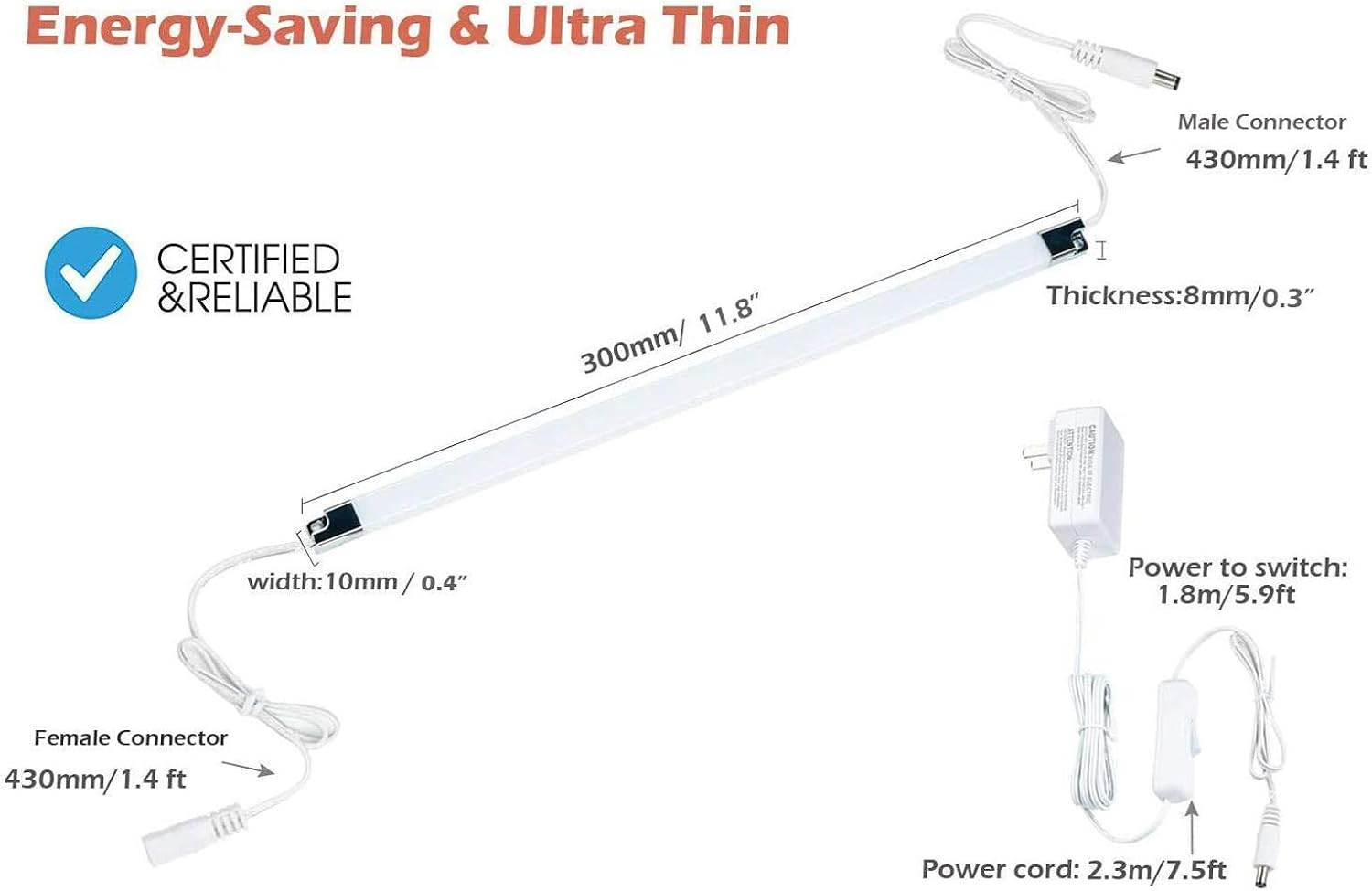 LED Display Lights, 6-Pack Linkable under Cabinet Lighting 6000K | Daylight Whit