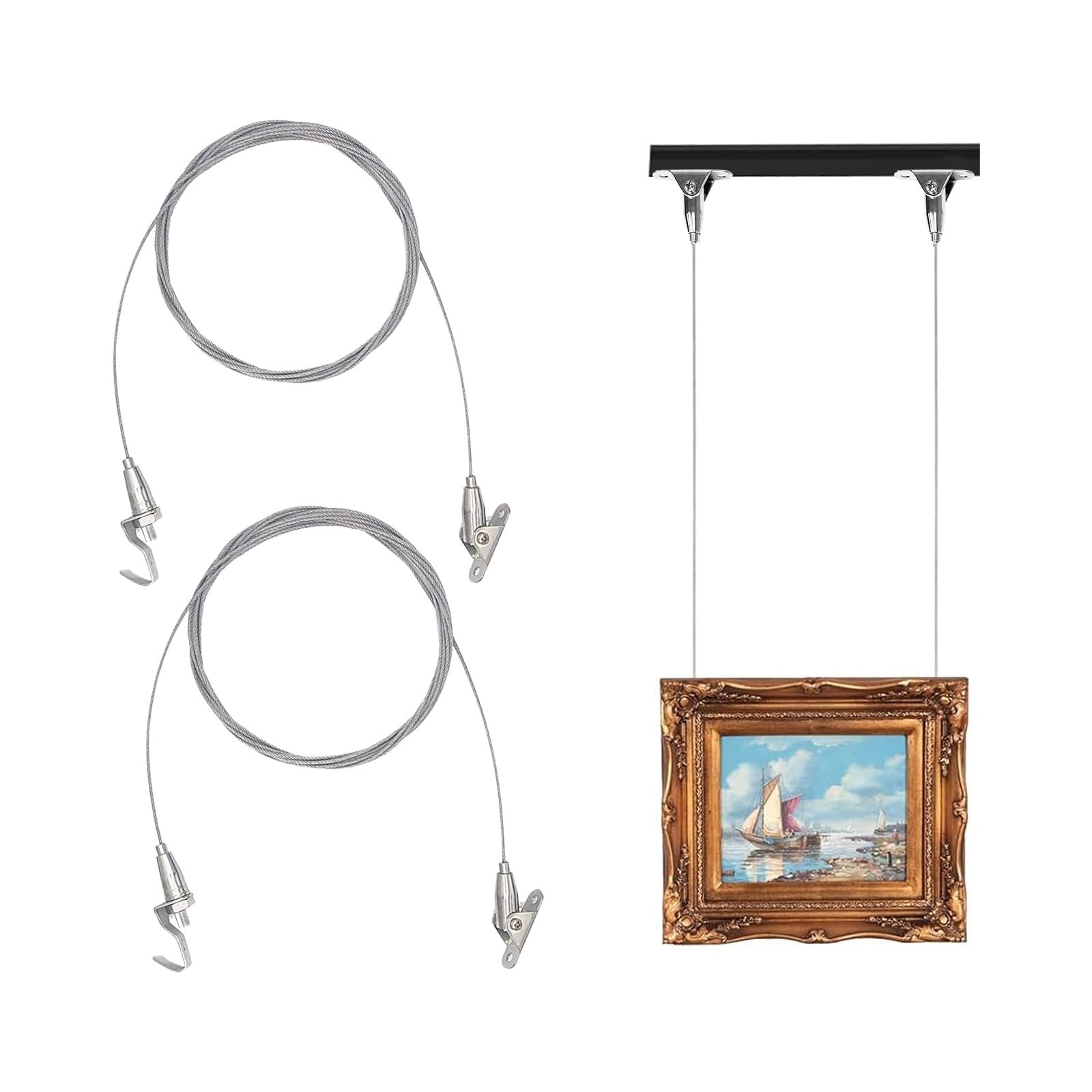 Chris.W 2Pack Art Gallery Ceiling Wall Mount Picture Hanging System Kit with …