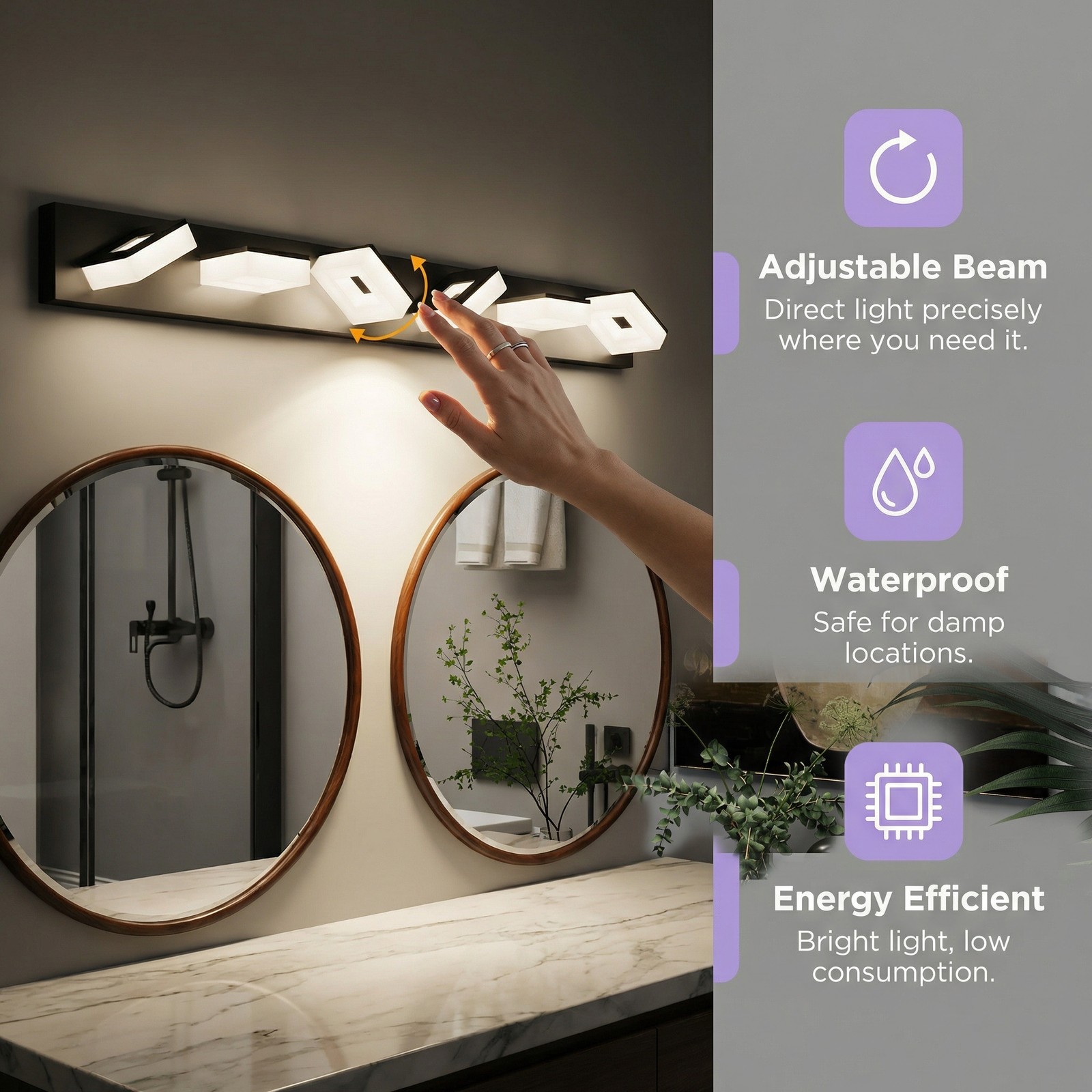 39″ LED Vanity Light 6 Lights Bathroom Mirror Rotate Wall Sconce Fixture 6000K