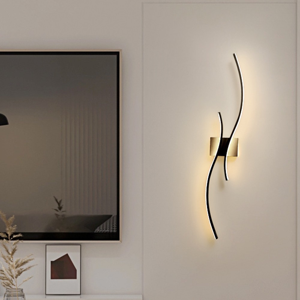 Modern LED Vanity Light Wave Strip Wall Sconce Light Bedroom Living Room Fixture