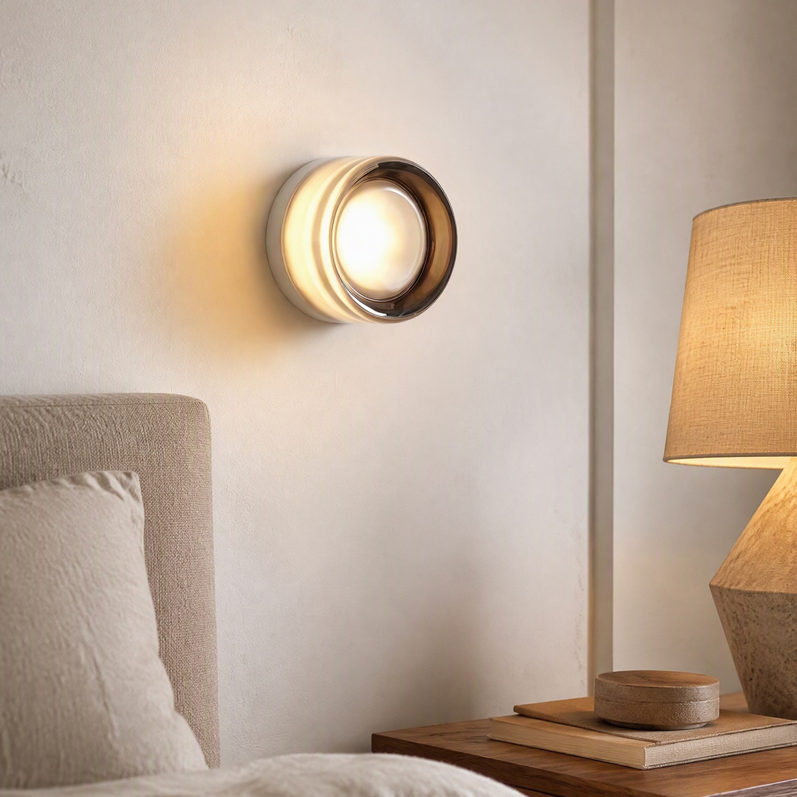 5″ LED Wall Lamp Smoky Gray Thick Glass Ceiling Light Bedroom Sconce Fixture 8W