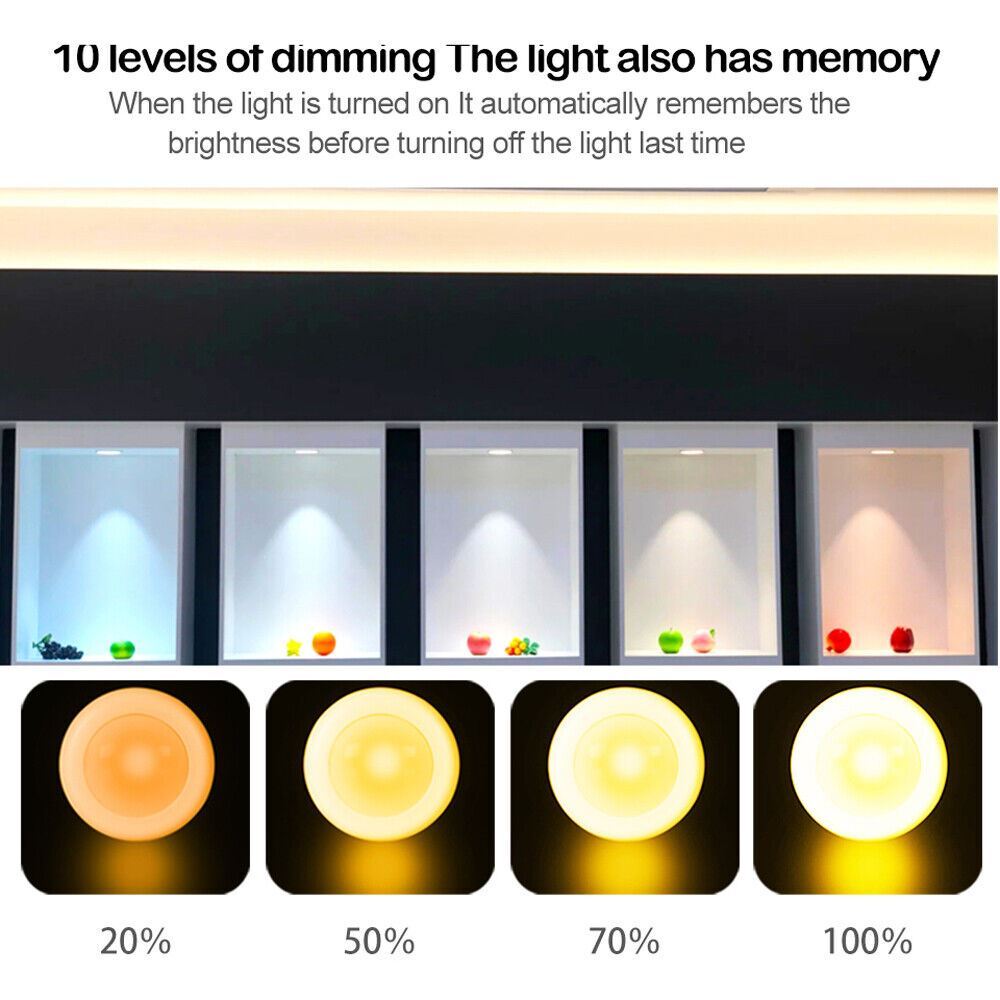 3PCS LED Puck Light Wireless Under Cabinet Lighting Kit Kitchen Counter Light US