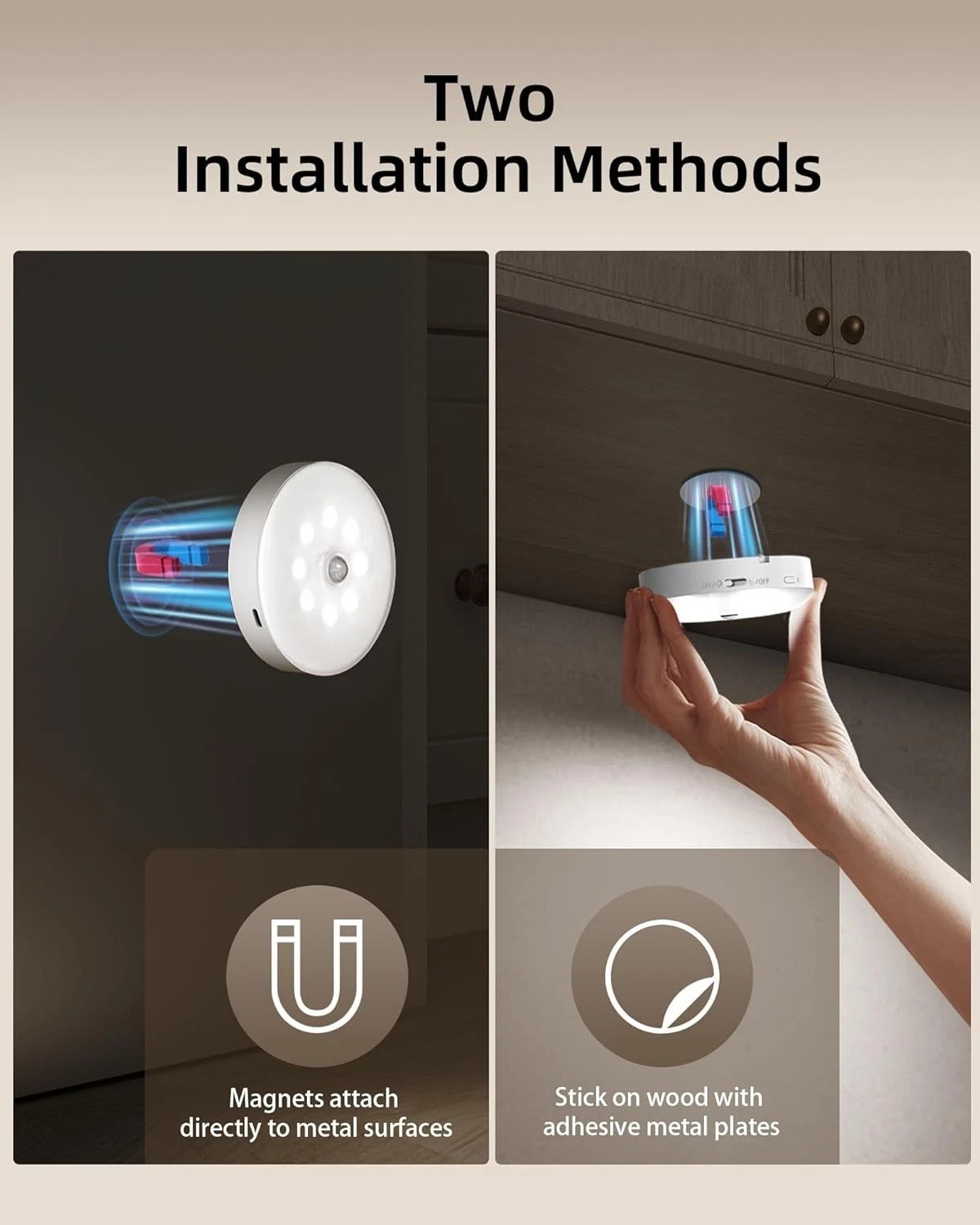 Magnetic 6-Pack Under Cabinet Lighting, Dimmable Puck Lights with Remote Control