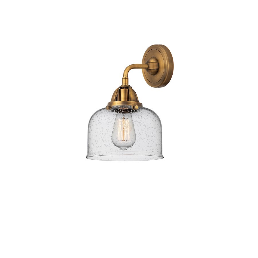 Innovations Large Bell 1 Light 8″ Sconce, Brushed Brass/Seeded – 288-1W-BB-G74