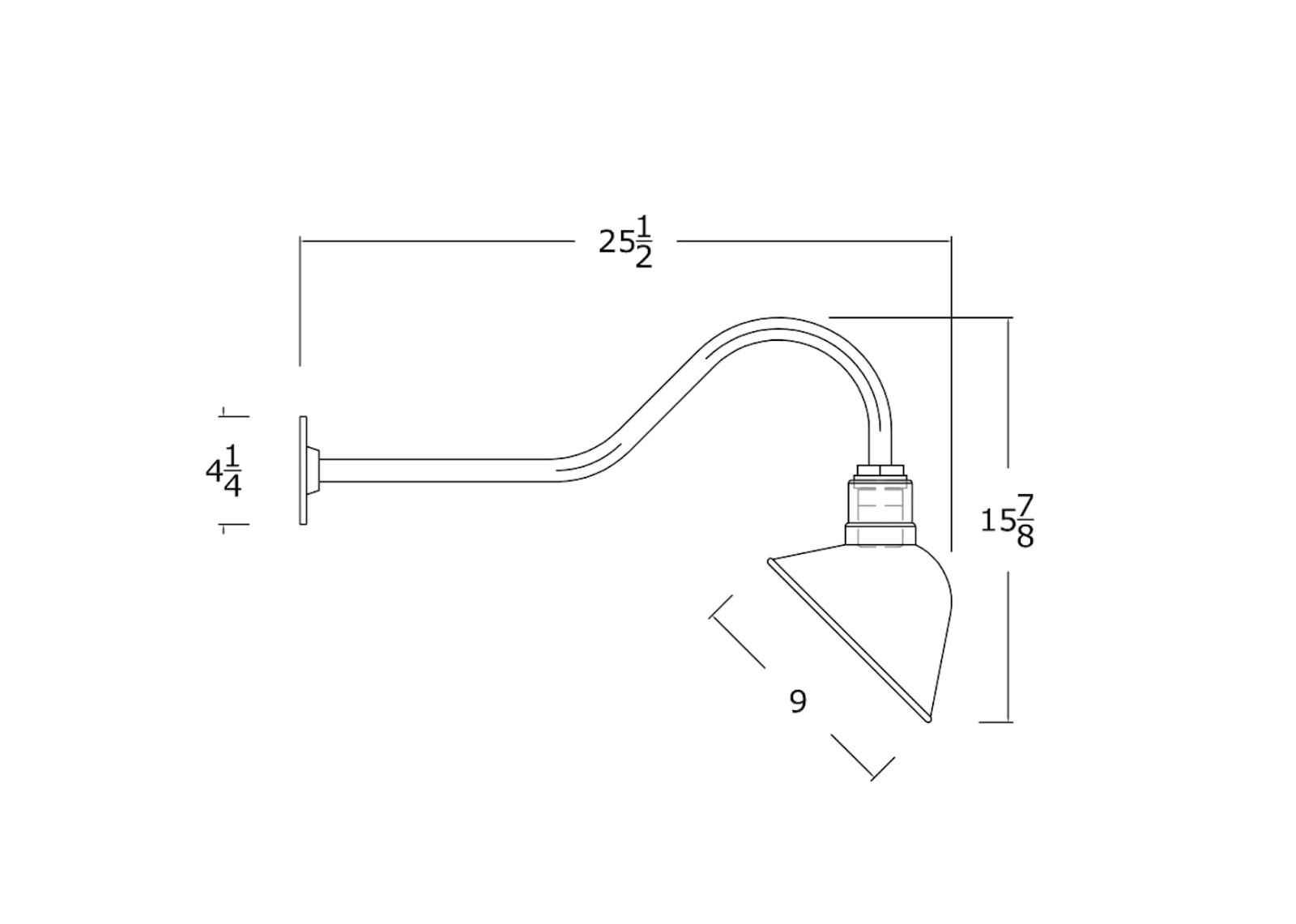 The Green Steel Barn Light – 9″ Angled Reflector | Standard 23″ Goosneck