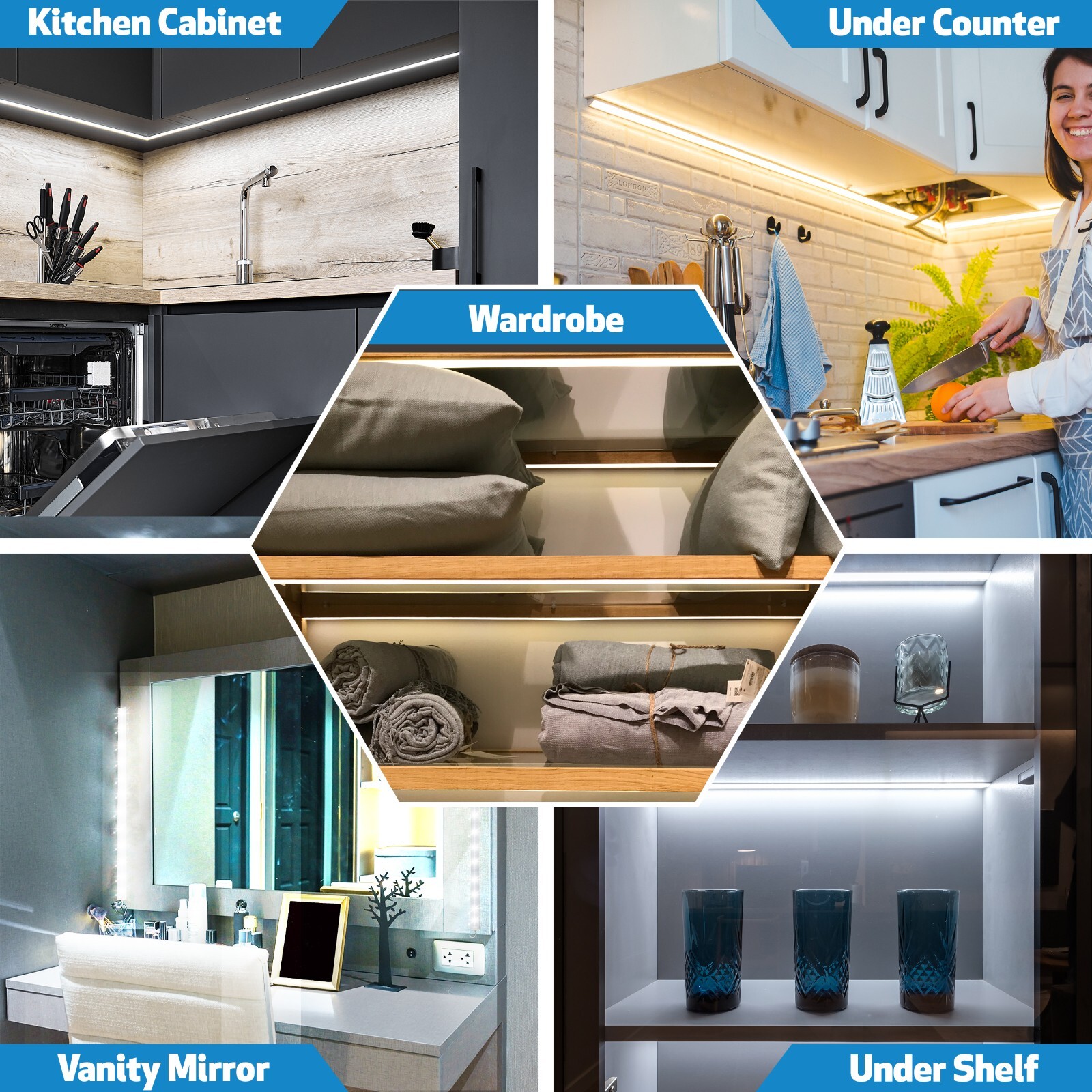 Under cabinet LED Light 24 inches + Touch On Off Switch Builtin+ UL Power Supply