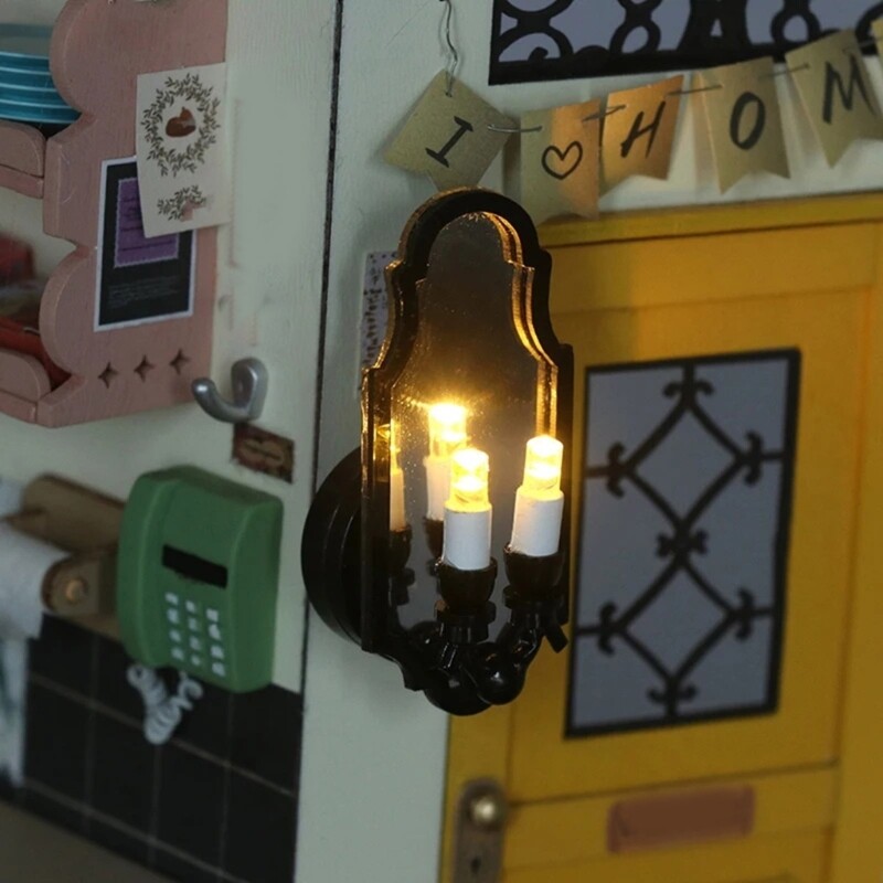 Led Wall Sconce for 1/12 Scale Miniature Dollhouses Lighting Wall Lamp Accessory