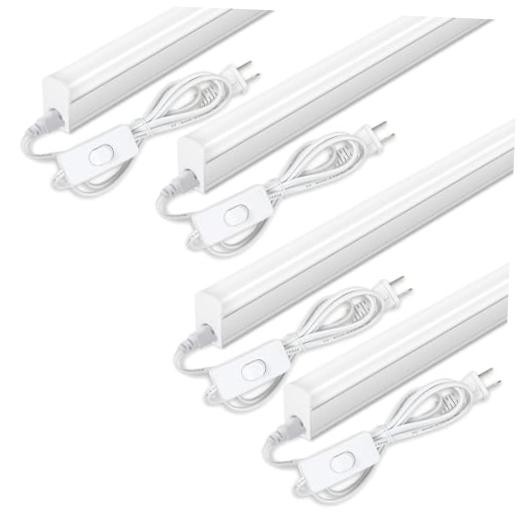 LED Under Cabinet Lighting, 1FT, 5W, 6000K, 500lm, T5 Integrated 1FT-4PACK