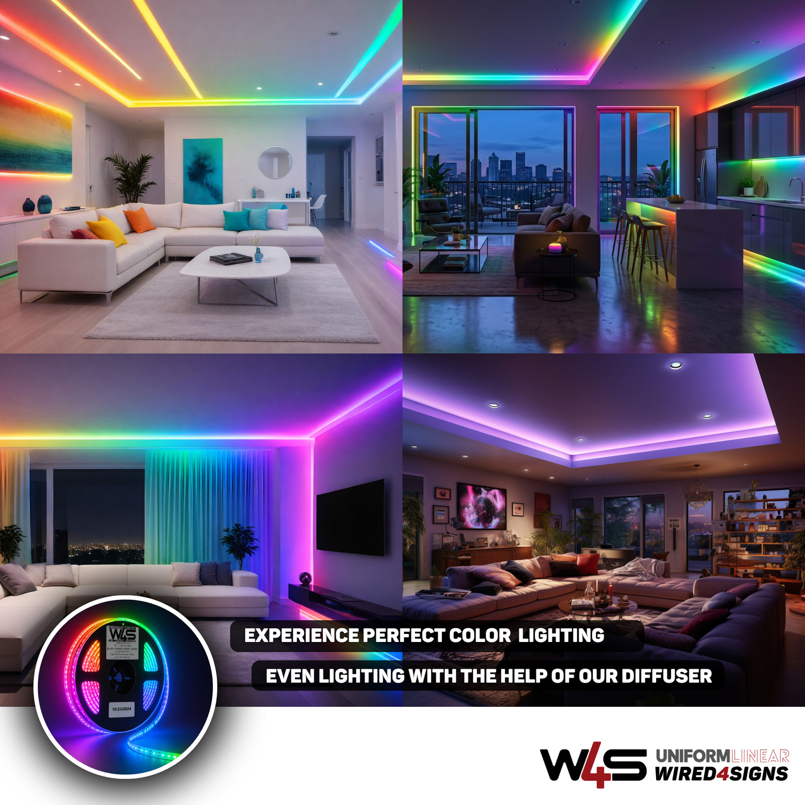 Wired4Signs Black Cherry Frost Series RGB COB LED Strip 24V IP20 Indoor