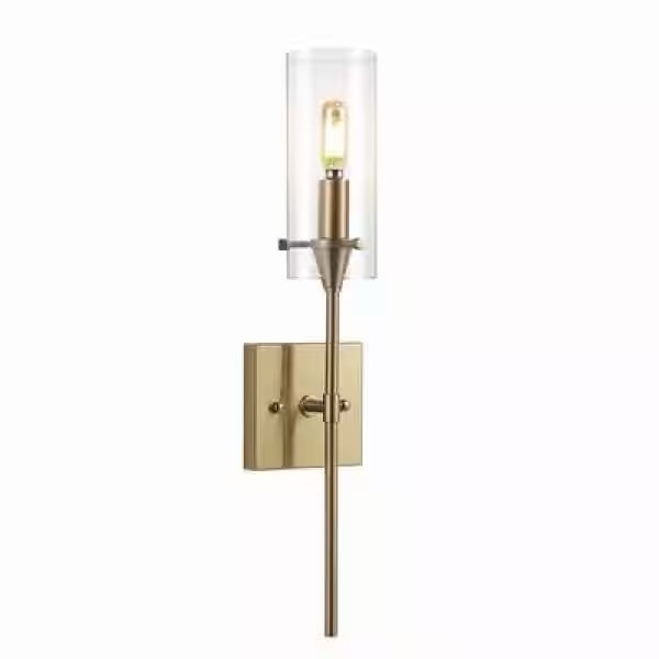 JONATHAN Y Cato 4.5 in. 1-Light Bohemian Farmhouse Iron/Glass LED Wall Sconce