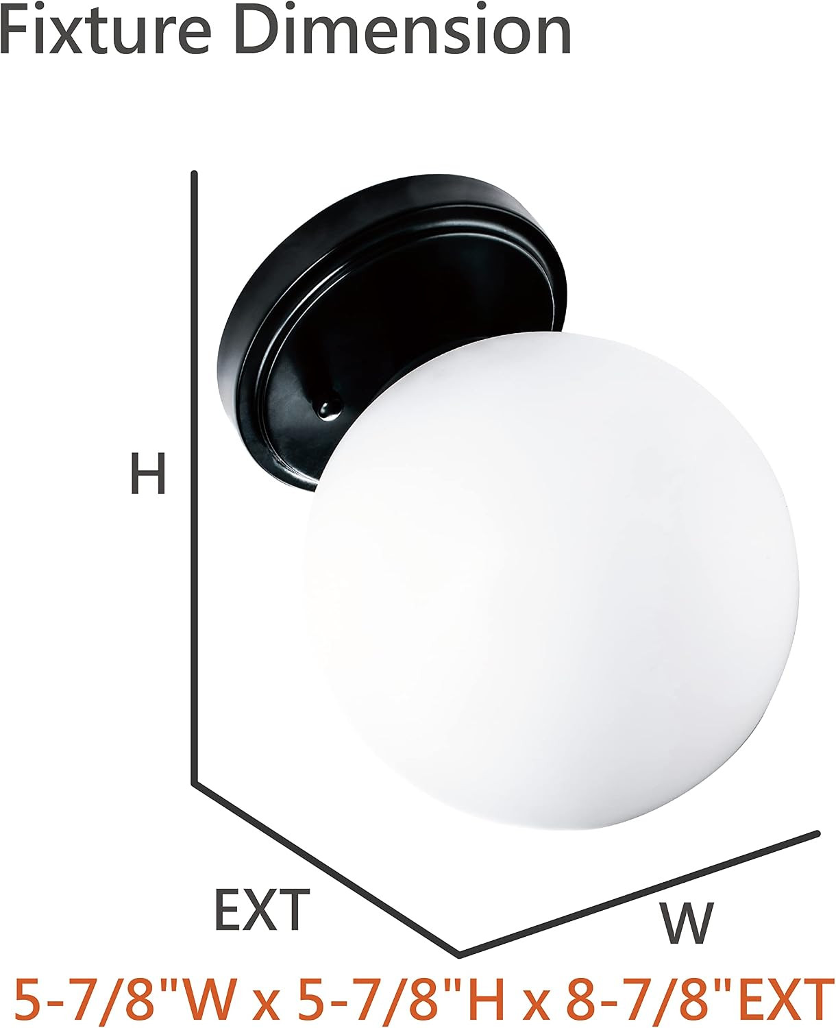 Matte Black Indoor Wall Fixture with Opal Glass – 1 Light, 5-7/8″ X 8-7/8